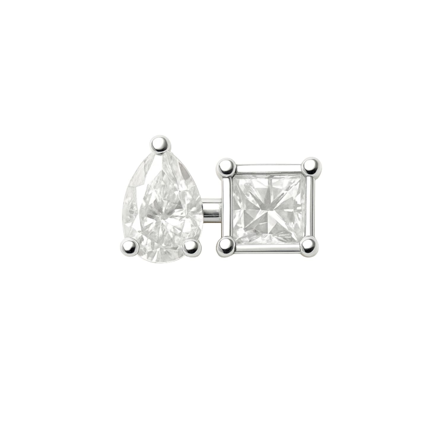 Lily Flo Jewellery Women's Entre Nous Pear & Princess Diamond Silver Stud In Silver