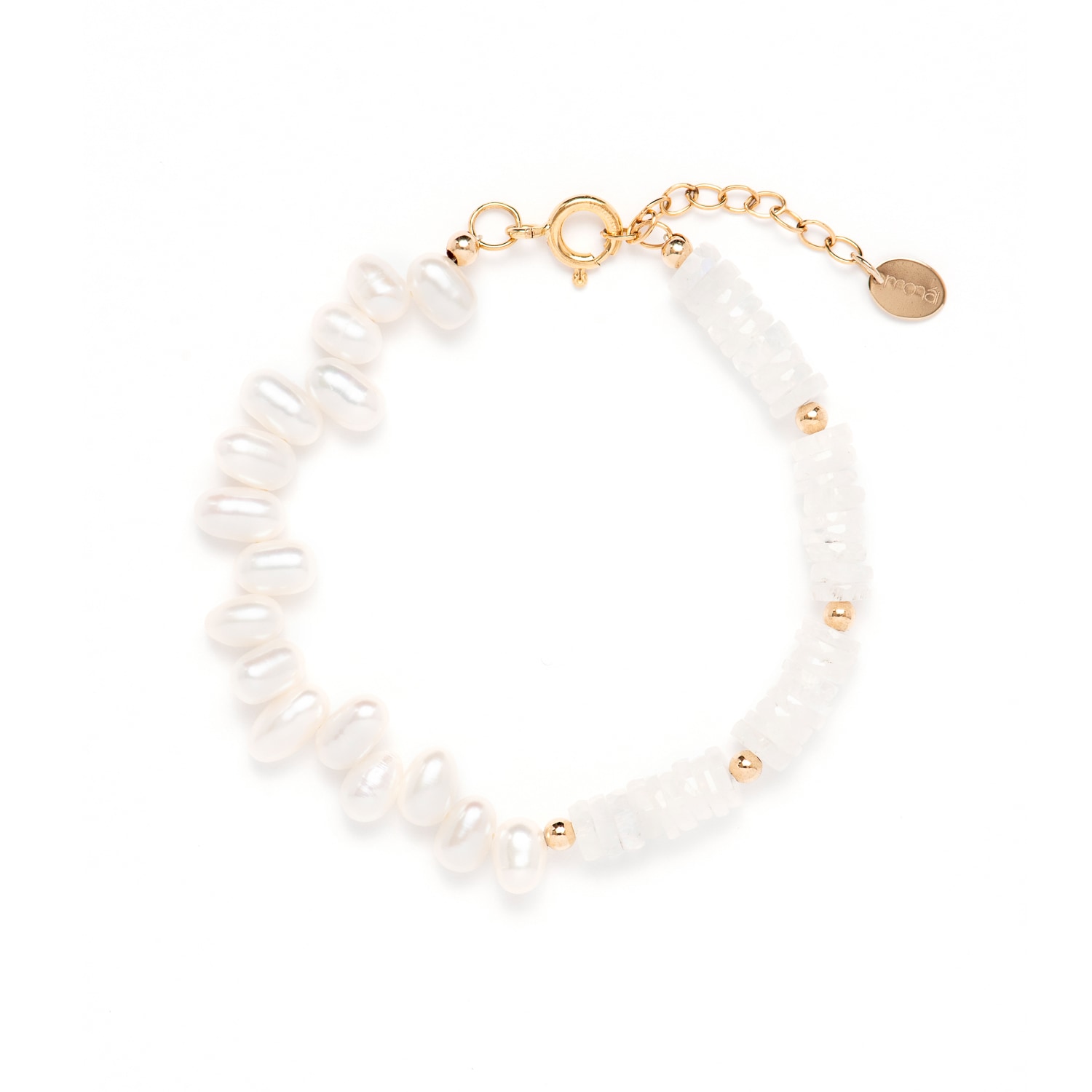 Monái Women's White Moonstone Asymmetric Bracelet