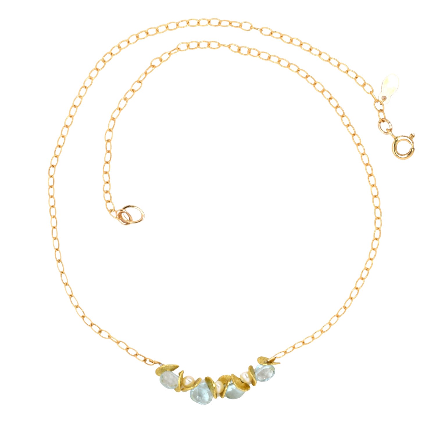 Women’s White / Gold / Blue Signature Mini Topaz & Pearl Necklace Lori Kaplan Jewelry Design