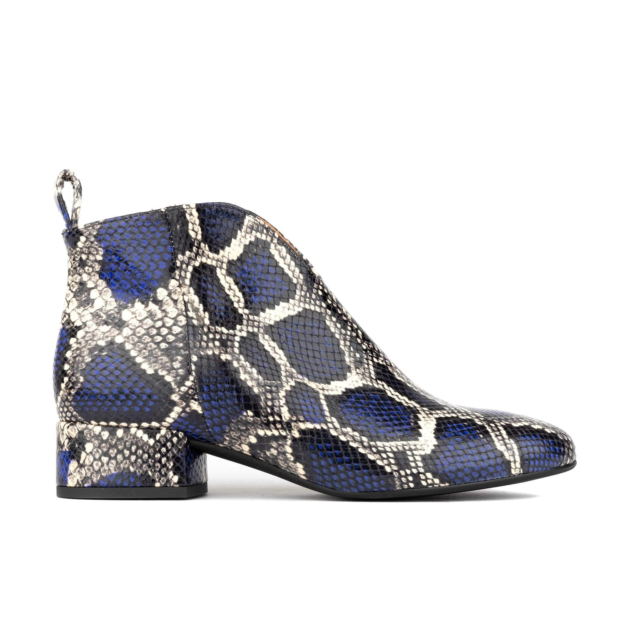 Embassy London Usa Iris - Blue Snake - Women's Leather Ankle Boot With Soft Insoles In Blue