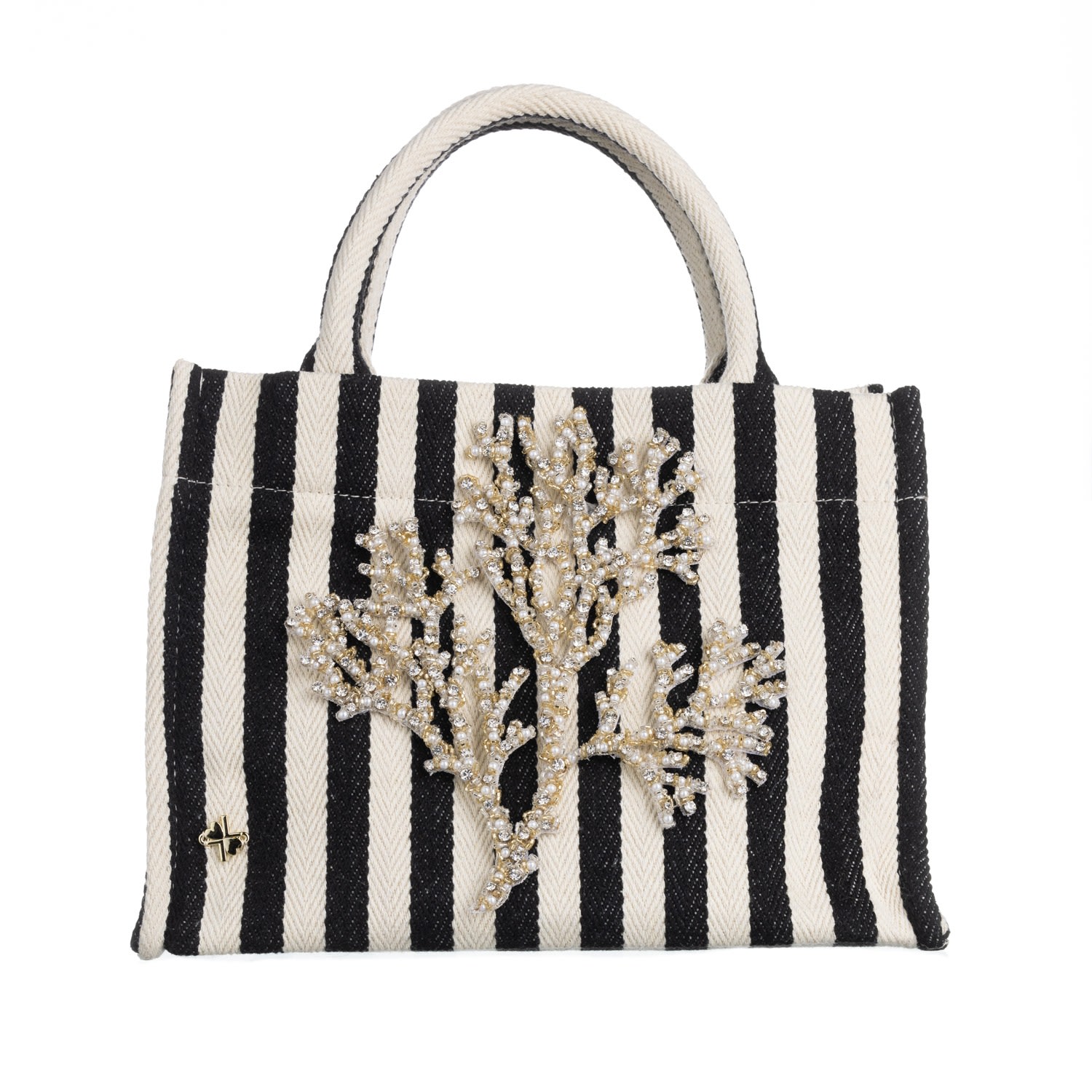 Women’s Laines Couture Hand Embellished Coral Tote Bag - Black & Cream One Size Laines London