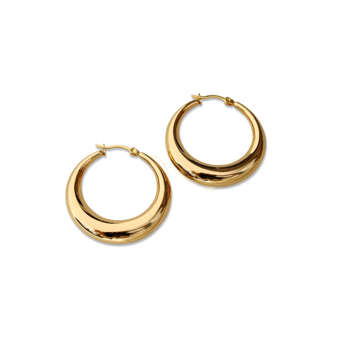 Women’s Fv Yellow Gold 40Mm Hollow Hoop Earrings Fv Jewellery