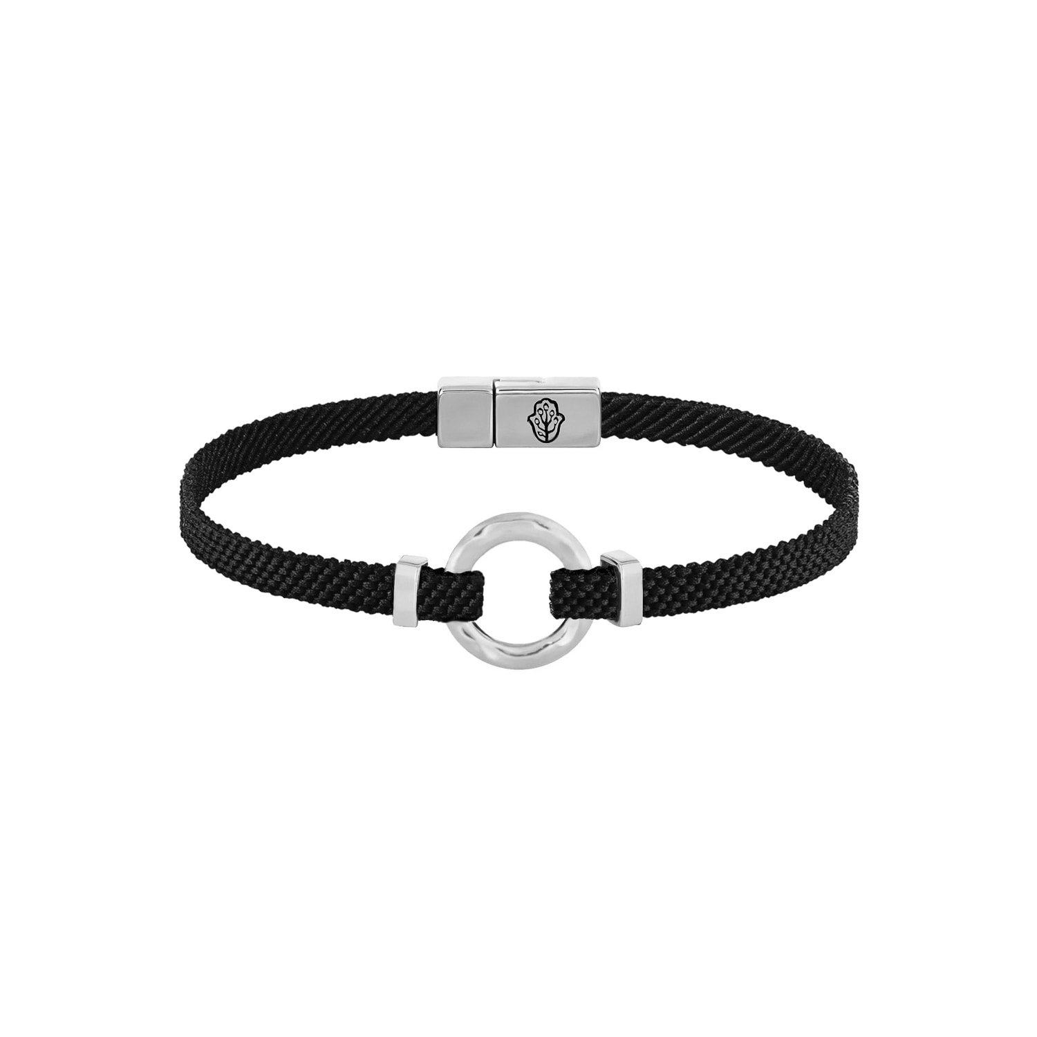 Karma And Luck Men's Black / Silver Sacred Abundance Men's Black String Bracelet