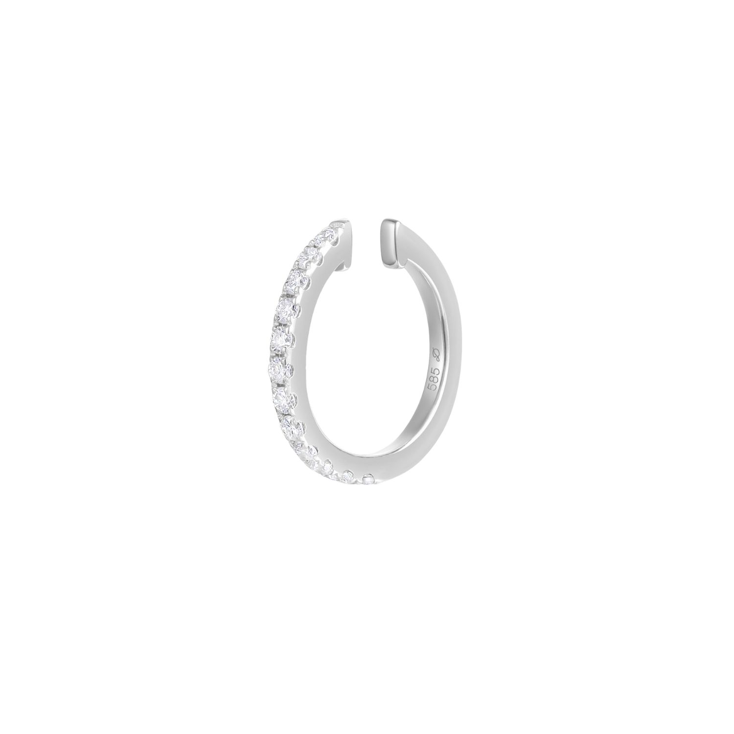 Dyamka Women's Silver Paved Diamonds Earcuff White Gold In Metallic