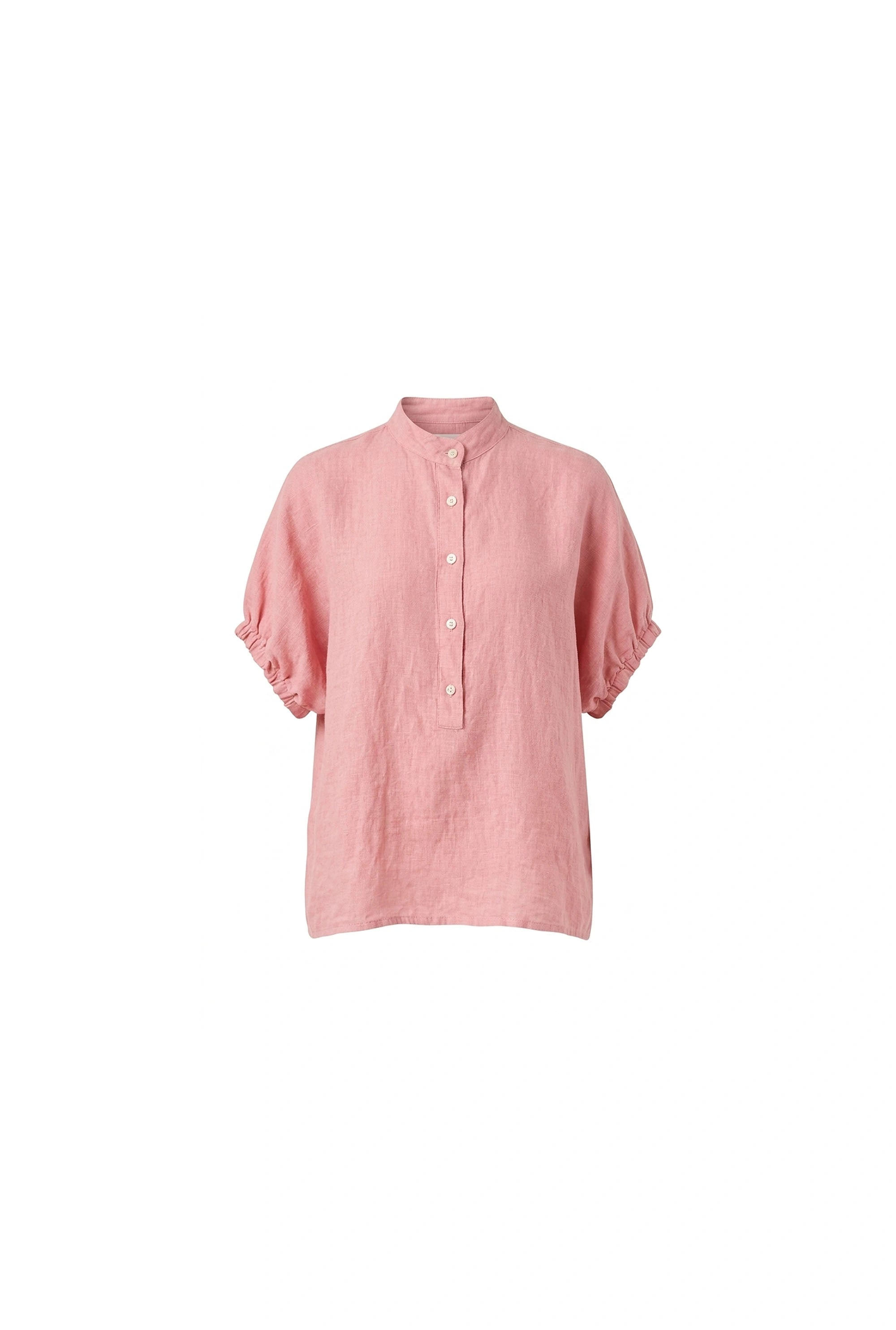 James Lakeland Women's Relaxed Pink Linen Blouse