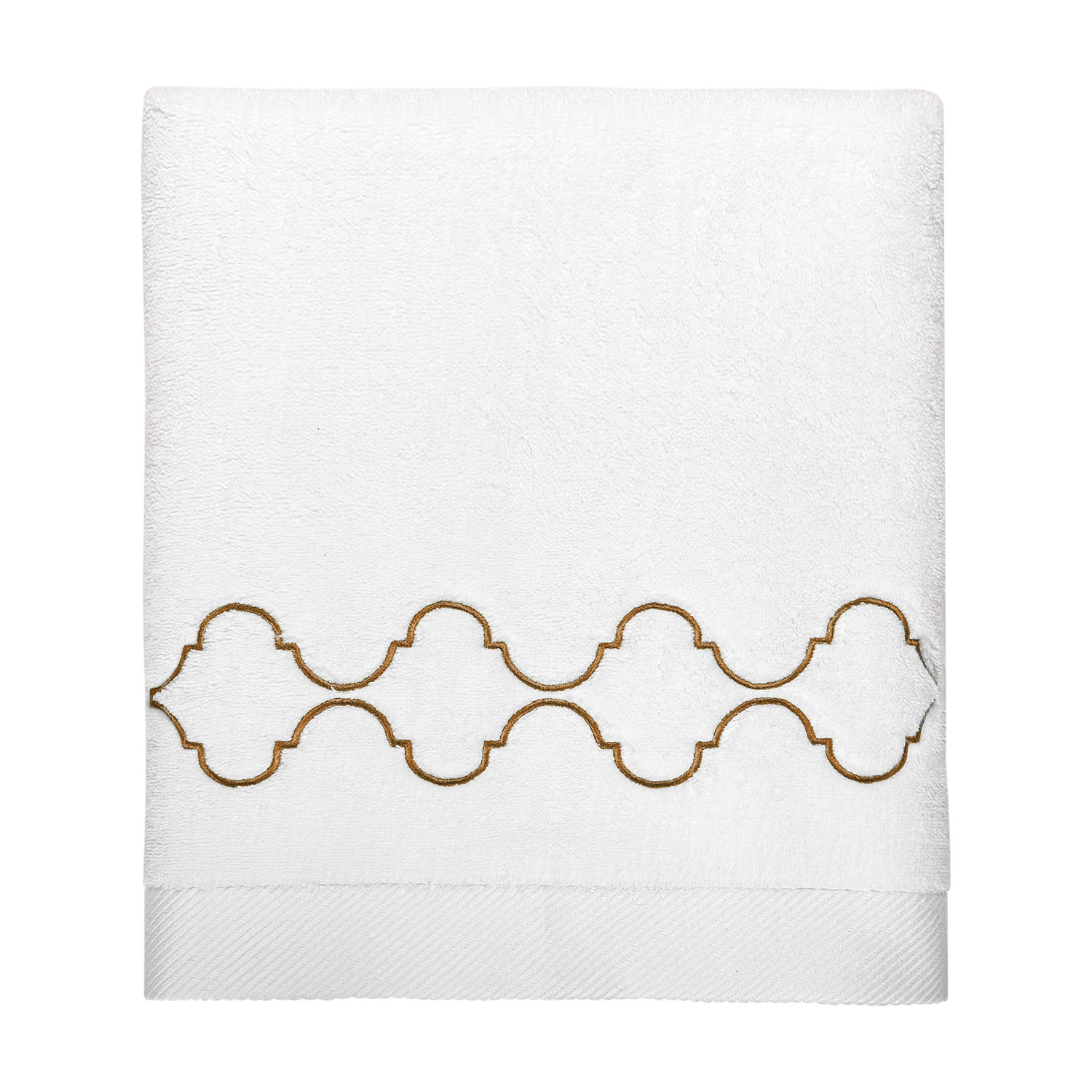 Km Home Collection White Catena Embroidery Bath Towel In White