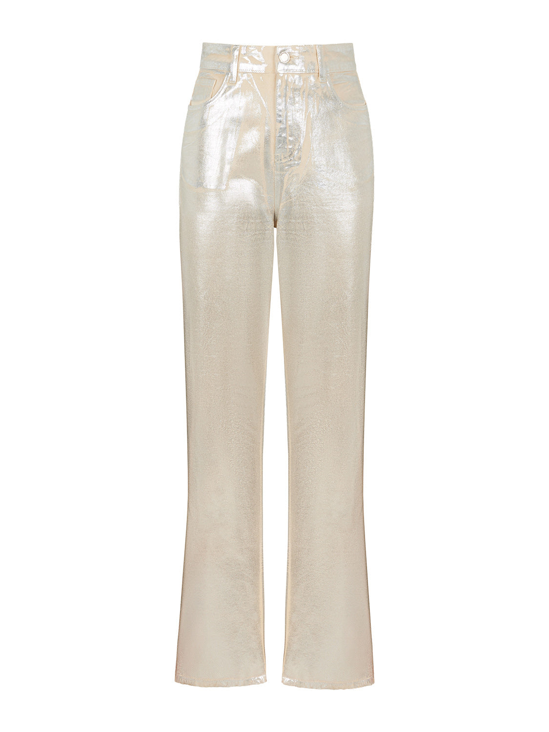 Nocturne Women's Metallic Straight Leg Jeans Silver