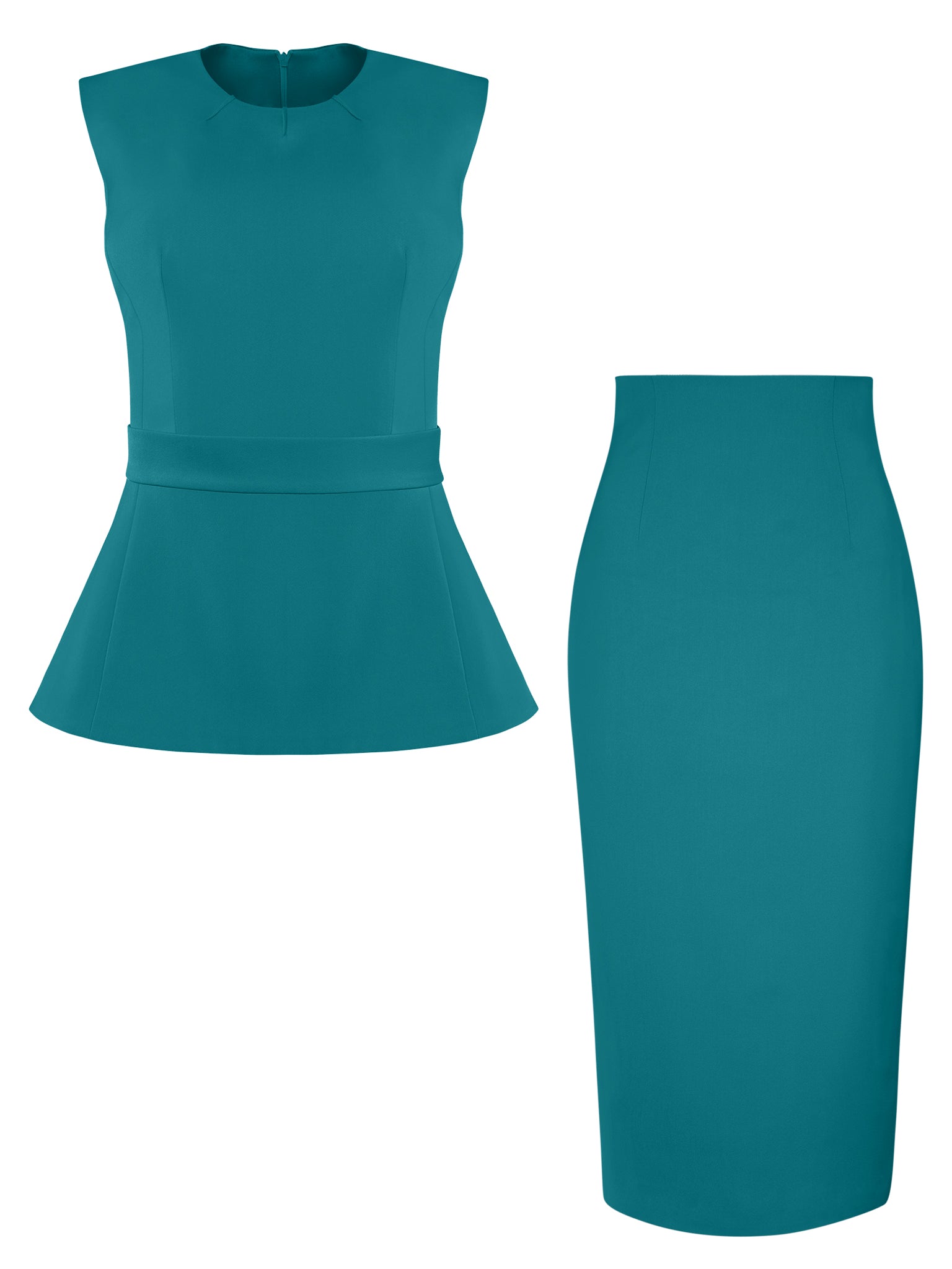 Tia Dorraine Green / Blue Sleeveless Top & Pencil Midi Skirt Set - Turquoise In Blue/green