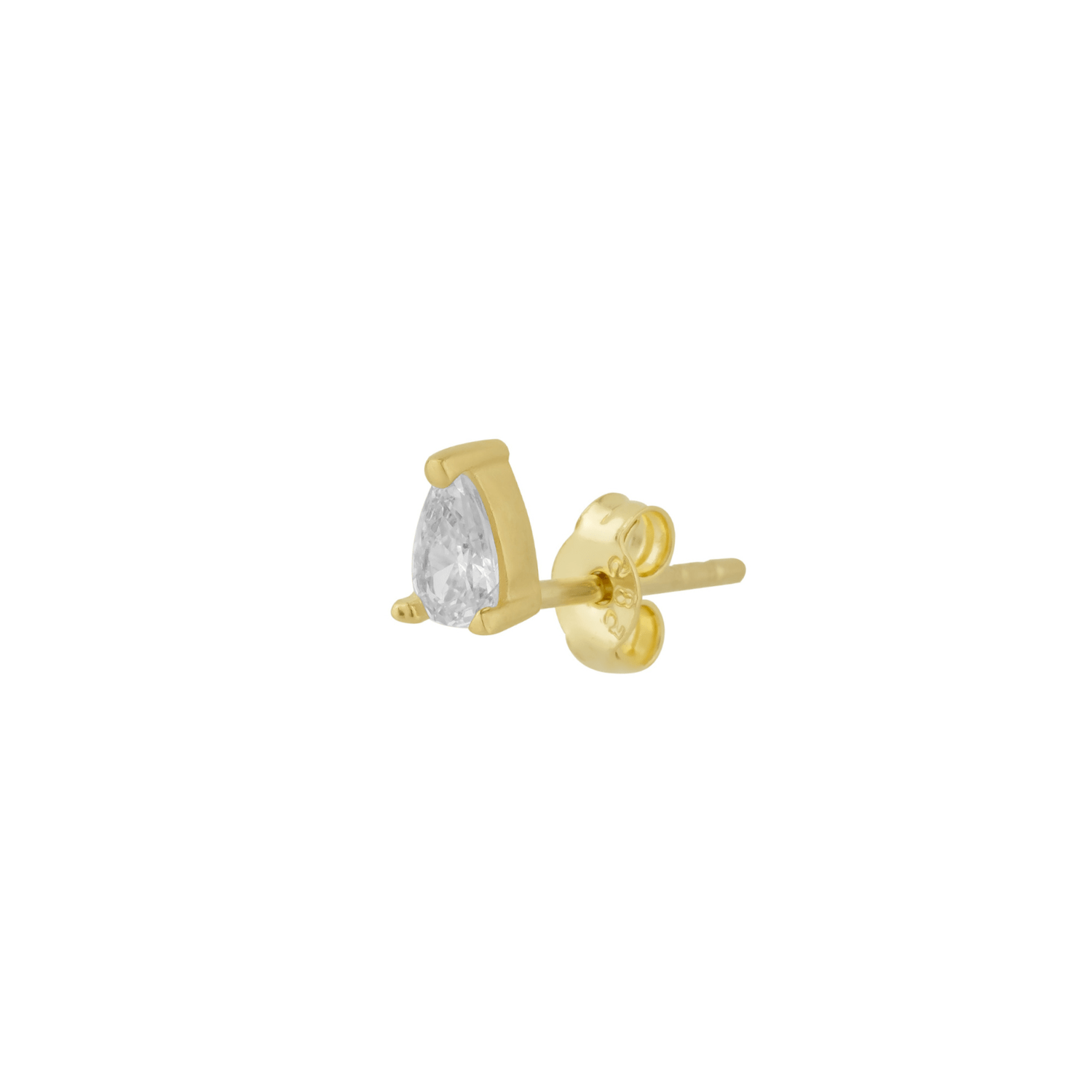 Spero London Women's 14ct Solid Gold Handcrafted Pear Stud Single Earring In Gold