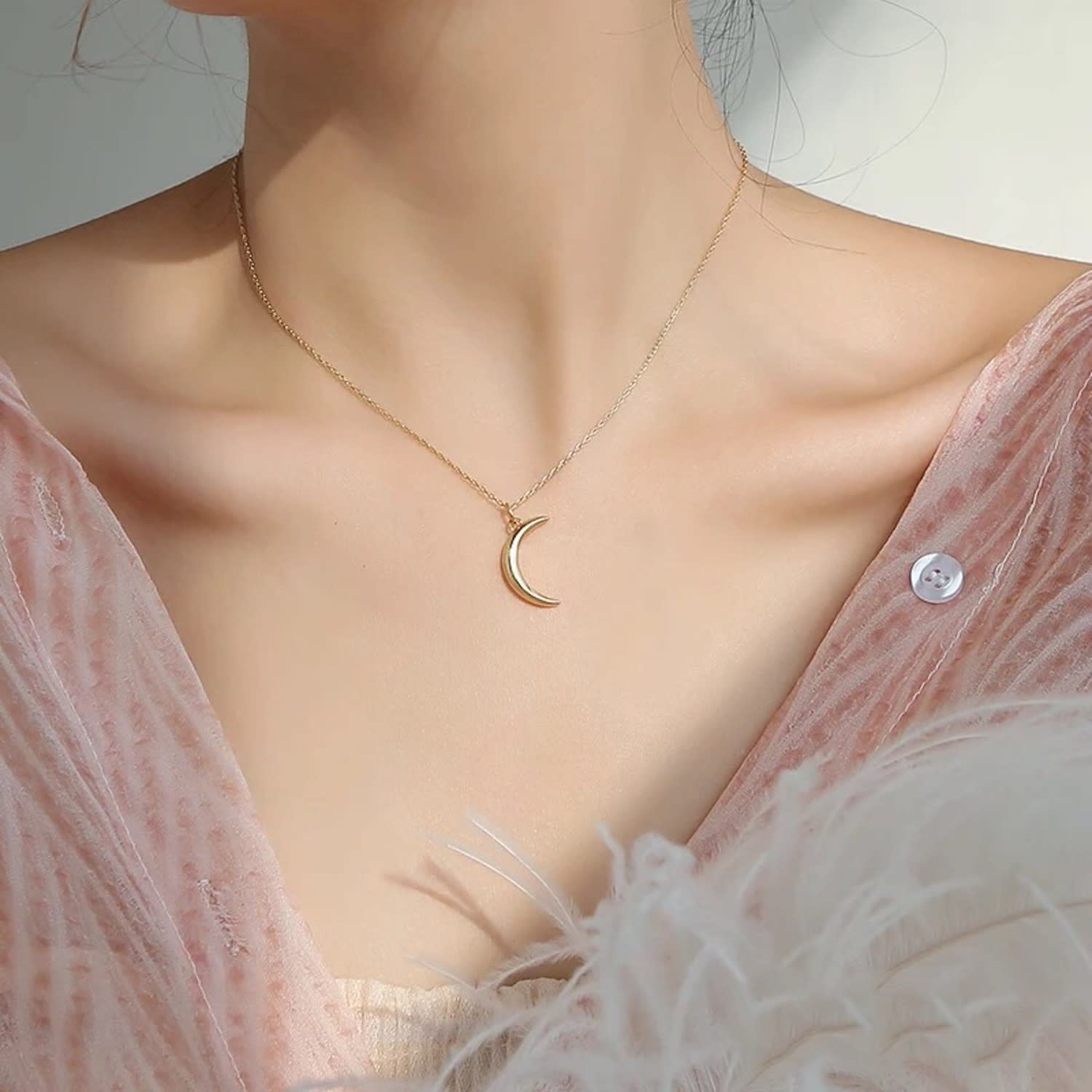 Crescent Moon Pendant Necklace | Azura Jewelry New York | Wolf & Badger