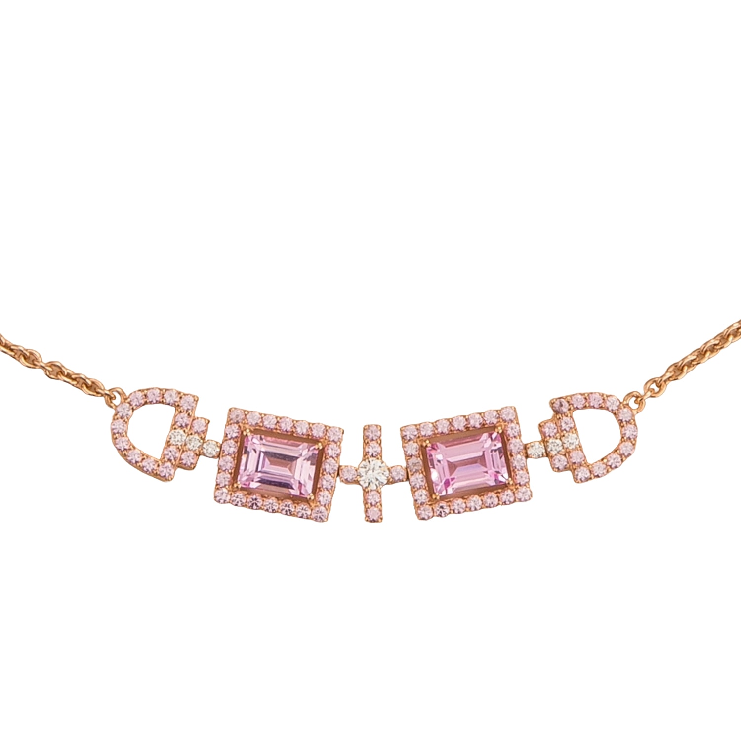Women’s White / Rose Gold / Pink Ciceris Rose Gold Necklace Pink Sapphires & Diamonds Juvetti