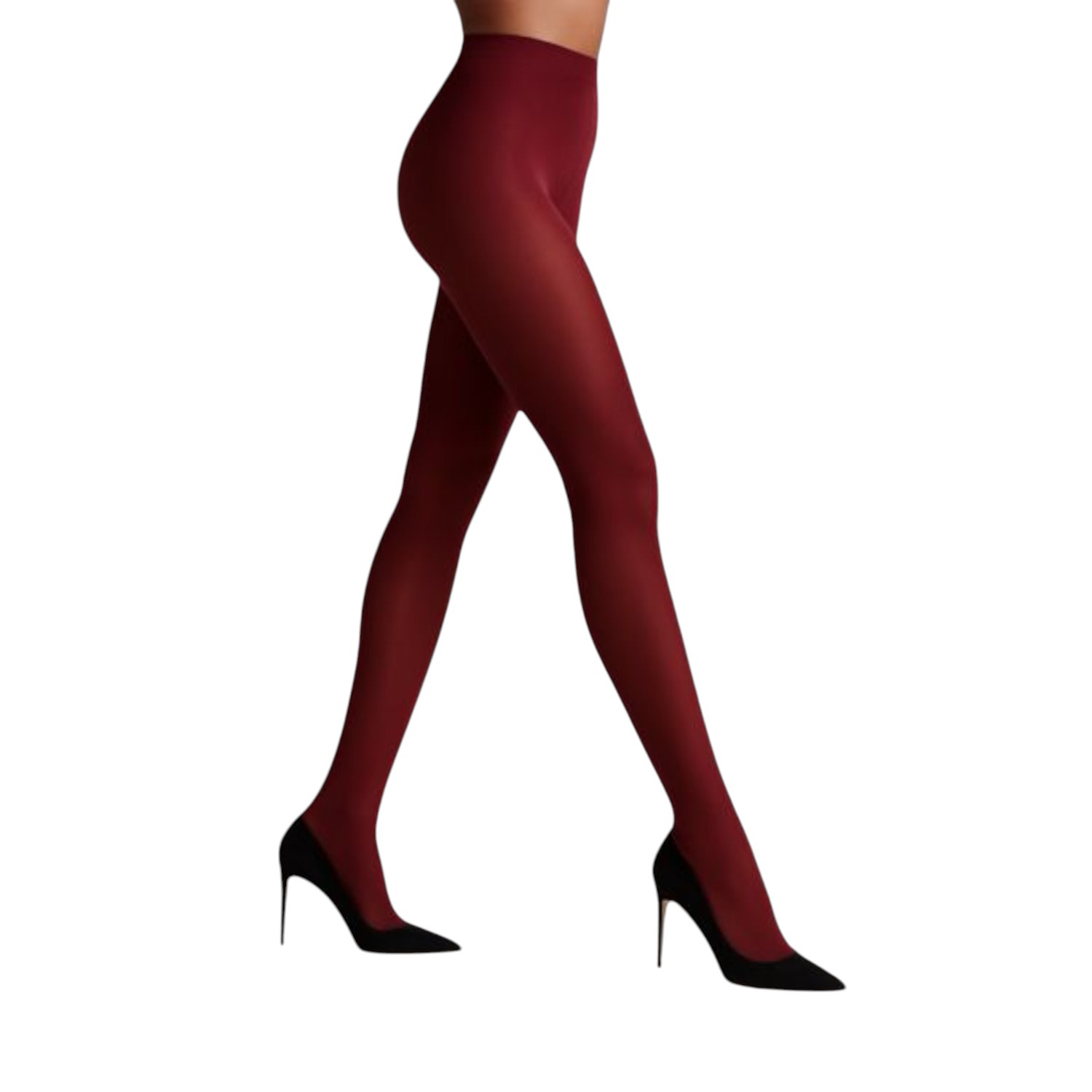 High Heel Jungle By Kathryn Eisman Women's Red 80 Denier Velvet Opaque Tights Burgundy