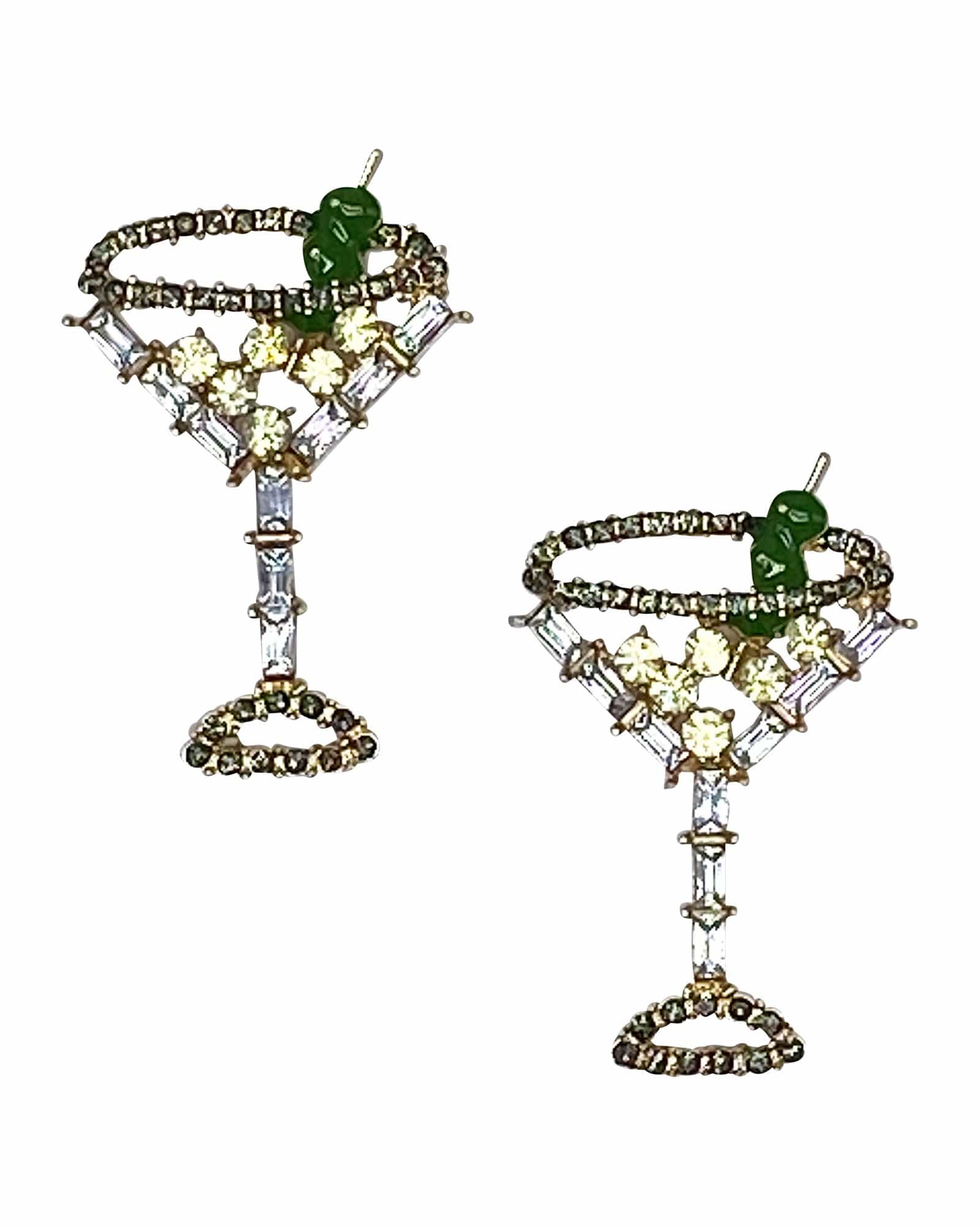 Women’s Gold / Green Martini Time Rhinestone Earrings Meghan Fabulous