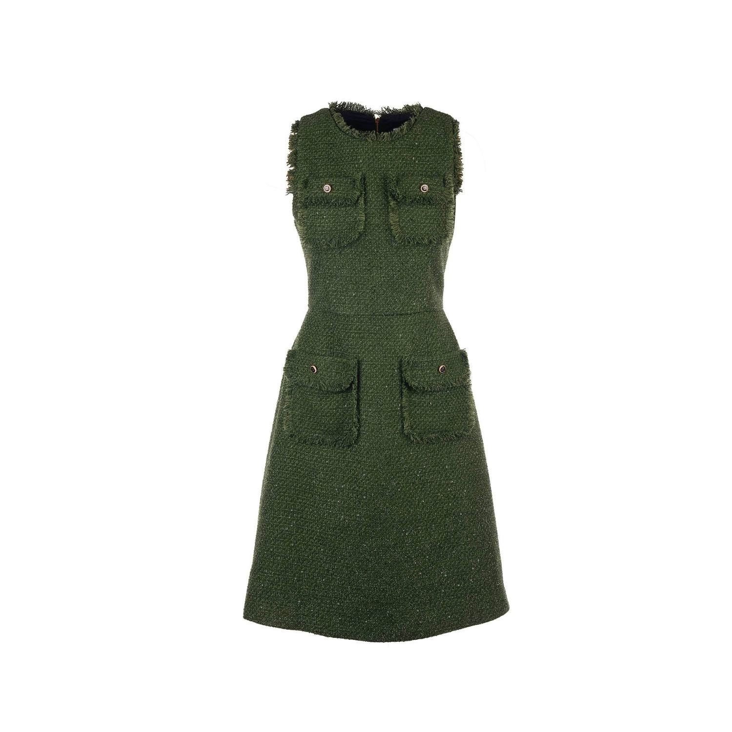Mammu Couture Women's Tweed Dress Margaux - Green, Midi