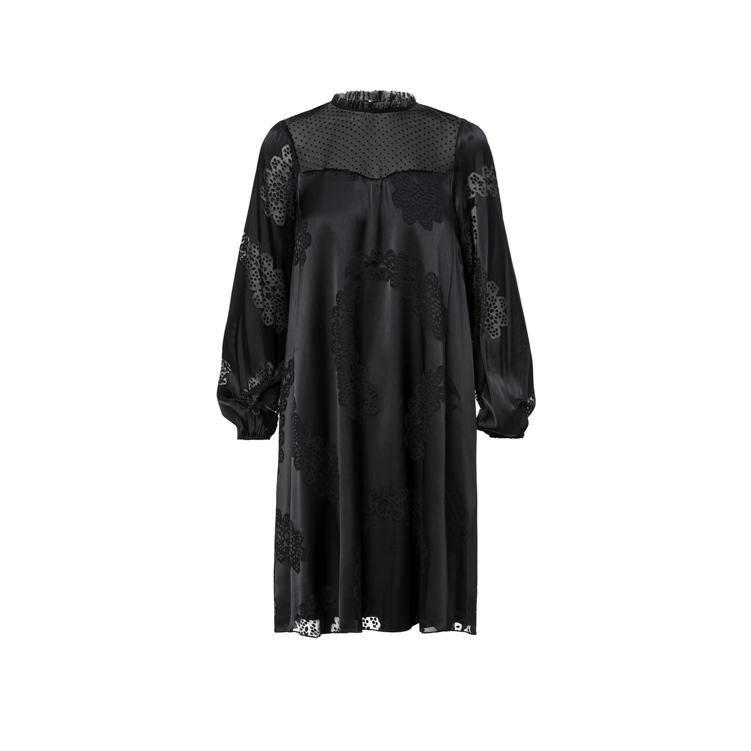 Women’s Black Tulle Detail Satin Dress Xxs Nissa