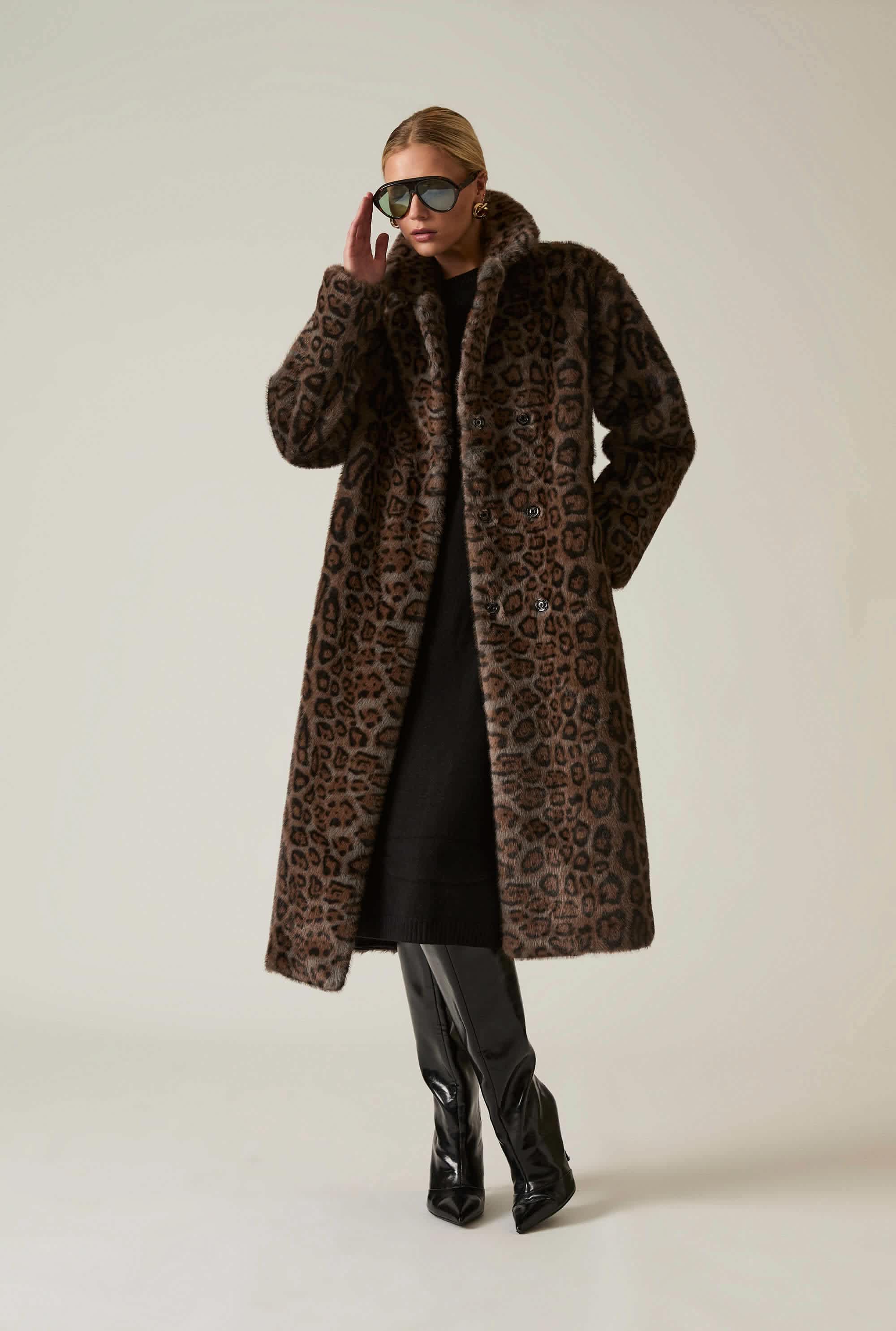 Reversible Leopard Faux Fur Coat | James Lakeland | Wolf & Badger