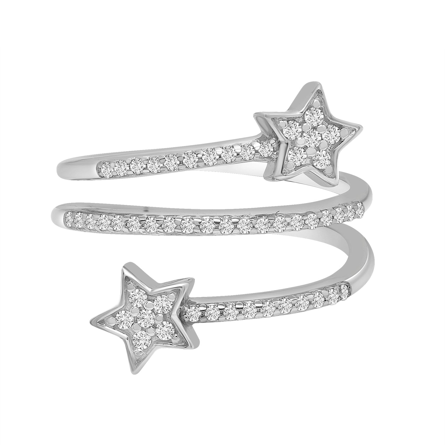 Miki & Jane Women's Celeste Diamond Star Open Spiral Ring - White Gold In White
