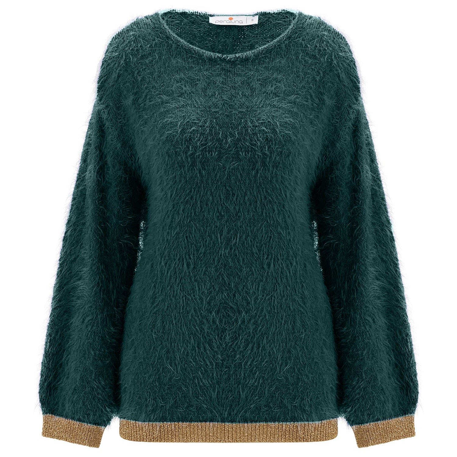 Women’s Green De Ville Fluffy Pullover Glitter Sweater - Deep Teal Medium Peraluna