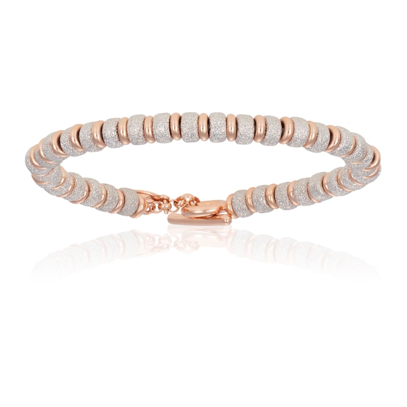 Men’s ﻿Rose Gold Bracelet With White Gold Big Beads Unisex Double Bone Bracelets