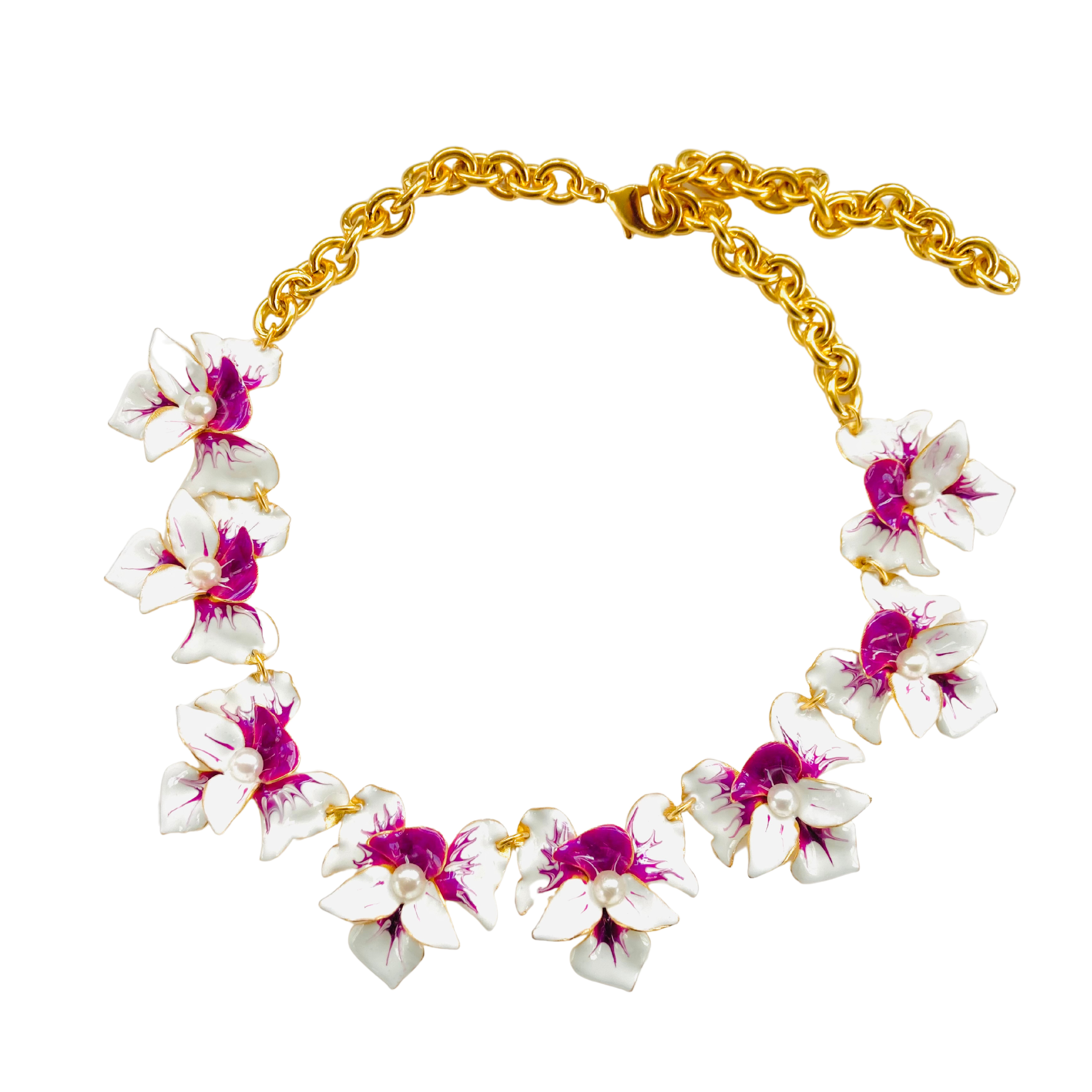 The Pink Reef Women's Necklace In White With Tropic Purple Orchid In Pink