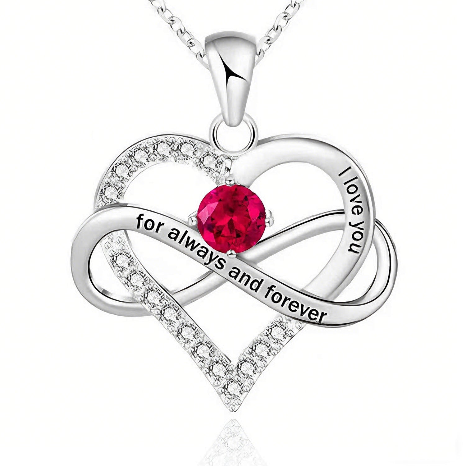 Harfi Women's Red / Silver Ruby Gemstone Heart Romantic Love Silver Necklace In Multi