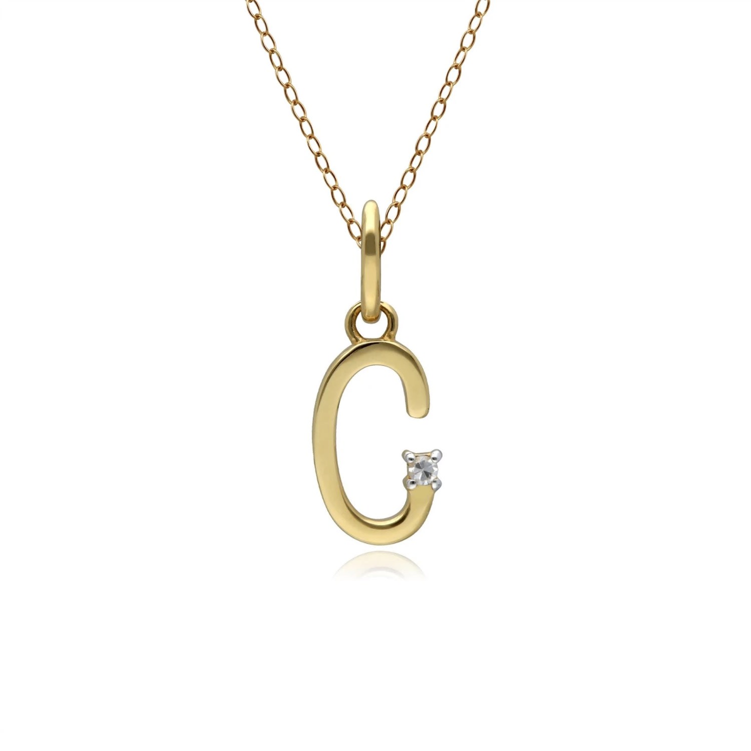 Women’s Initial C Diamond Letter Necklace In Yellow Gold Gemondo