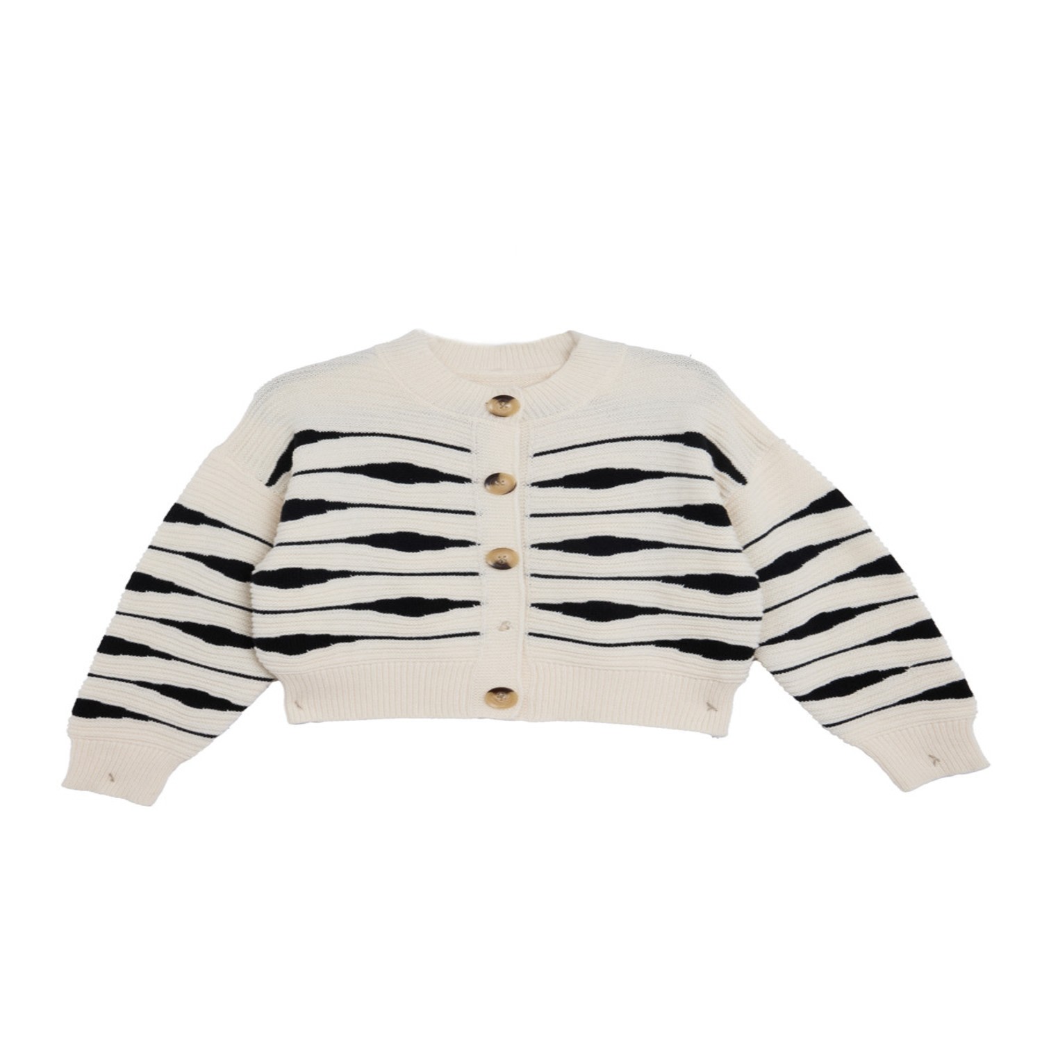 Saachi Women's White Zebra Buttoned Knit Cardigan In White