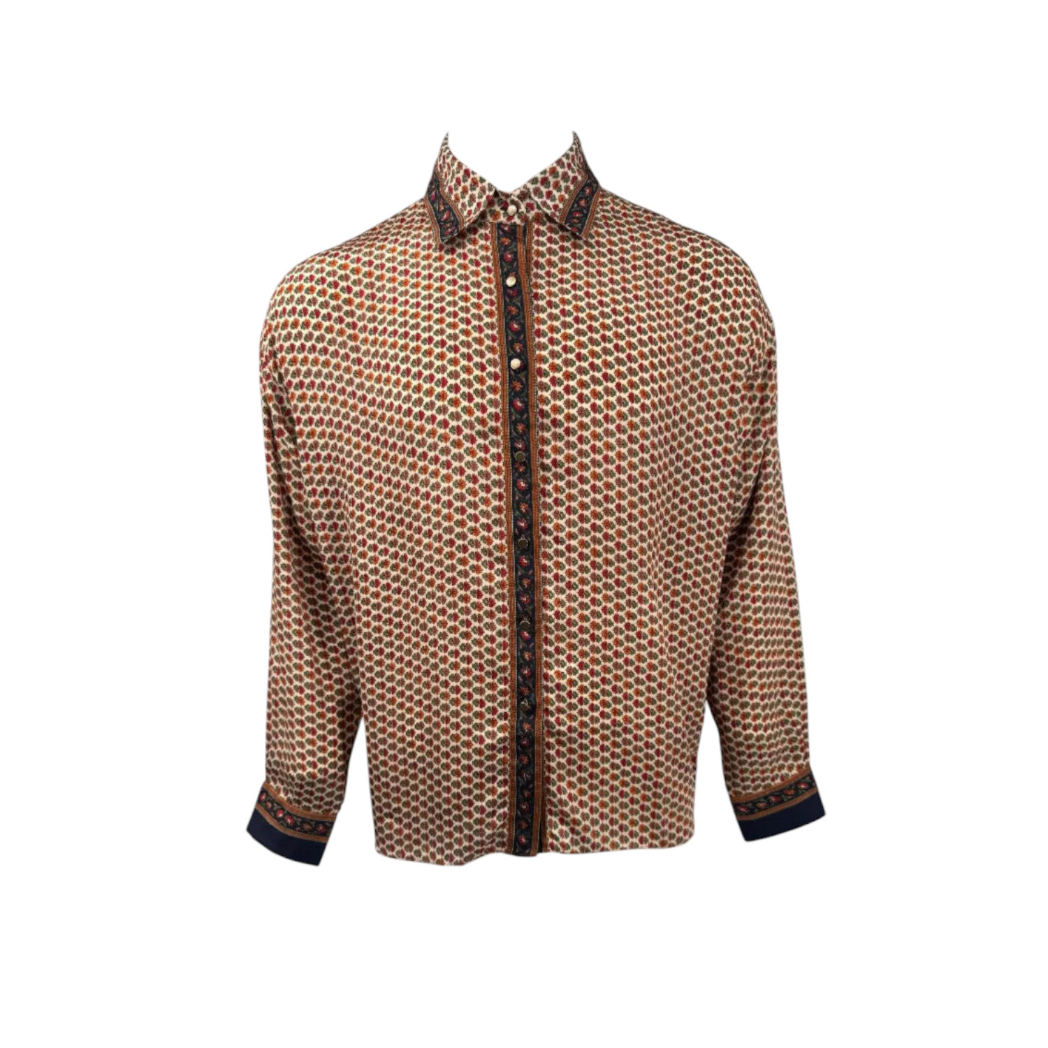 Monzlapur New York Men's Orange Embossed Botanic Long Sleeve Crepe Shirt - Copper In Brown