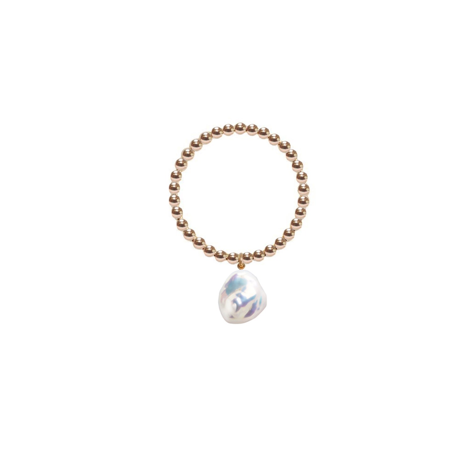 Women’s White / Gold Gold Orb Ring Keshi Pearl Ora Pearls