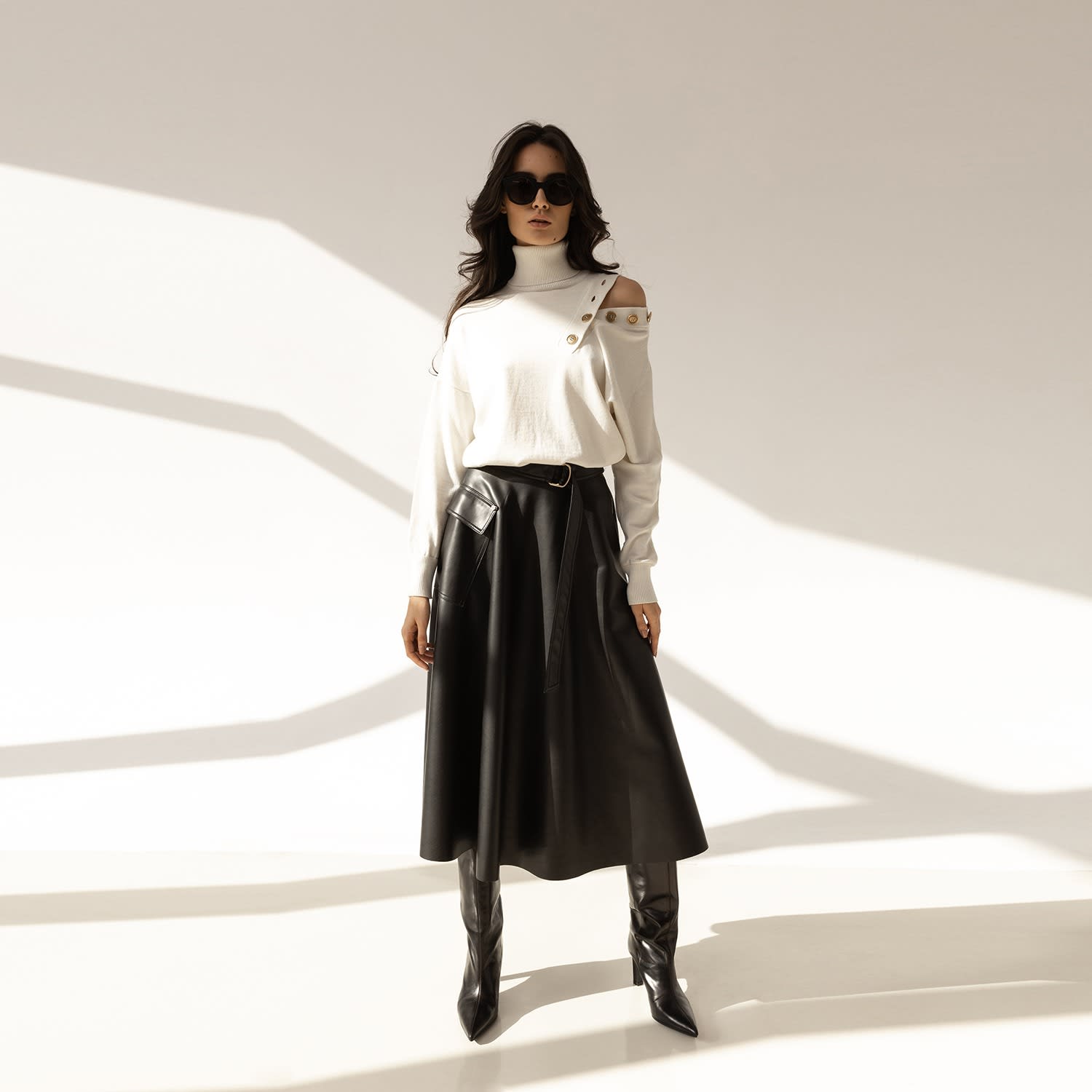 Faux Leather Midi Skirt, Nissa