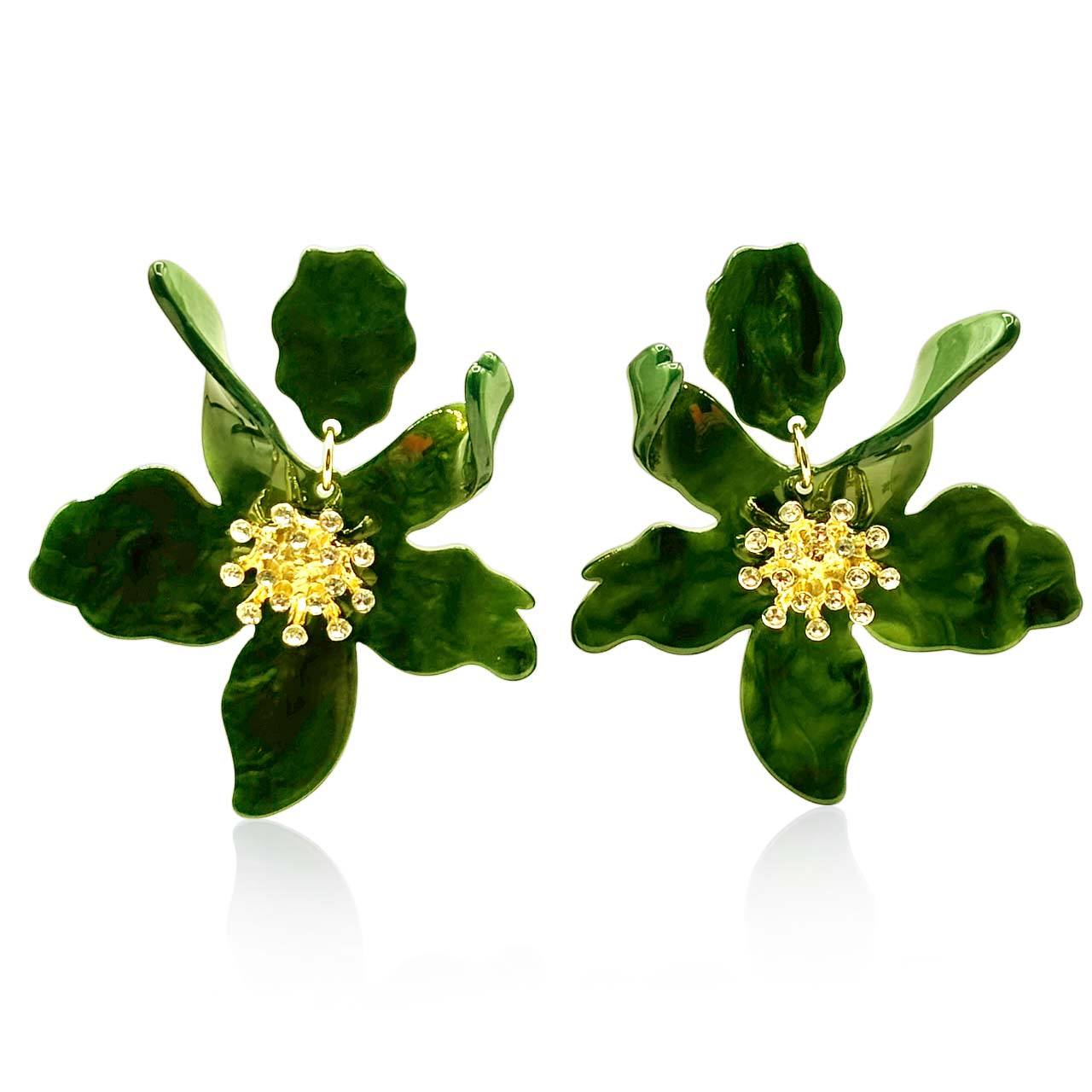 Michael Nash Jewelry Women's Green Olive Floral Resin Drop Earrings In Green