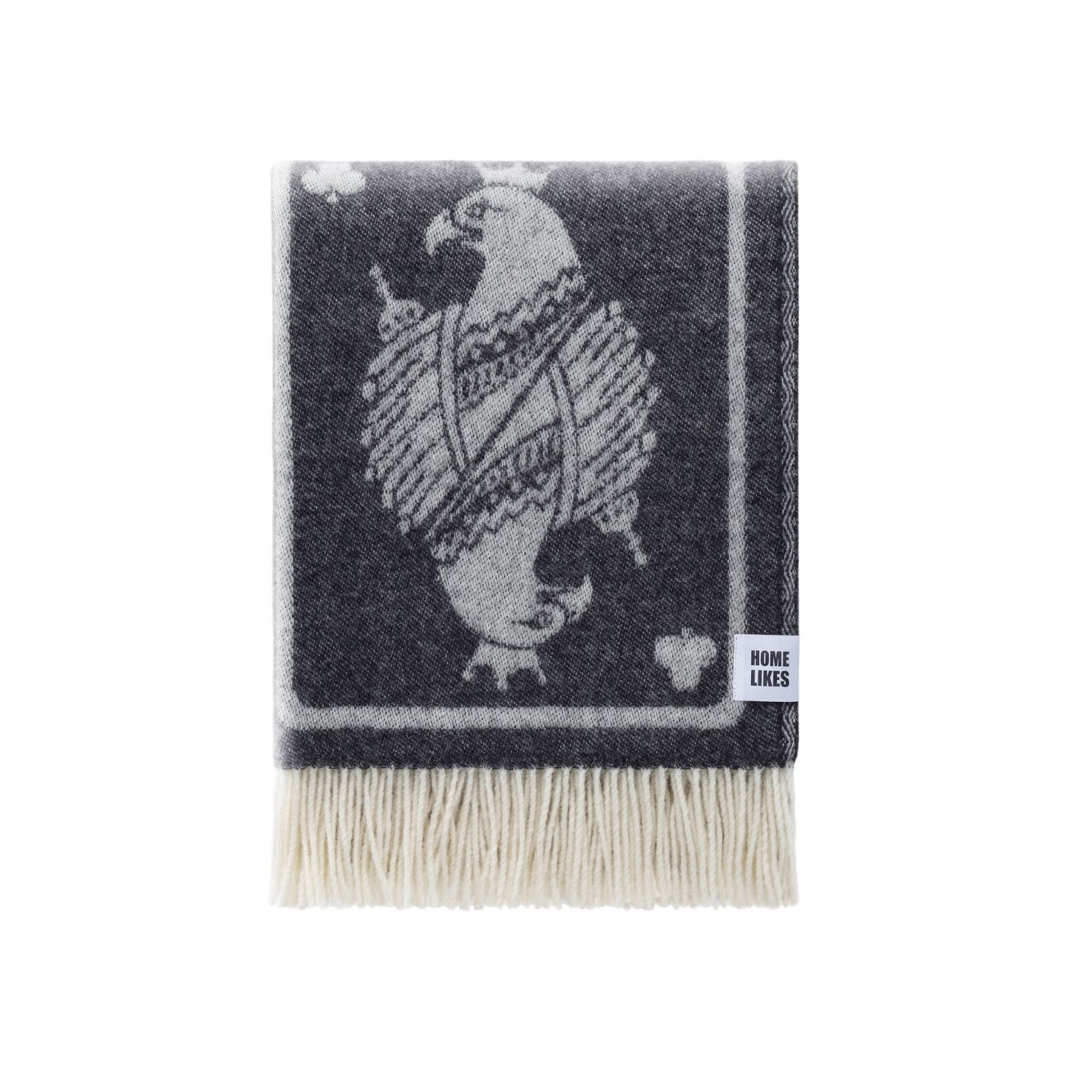 J.j.textile Black / White Monochrome Playing Cards Wool Throw