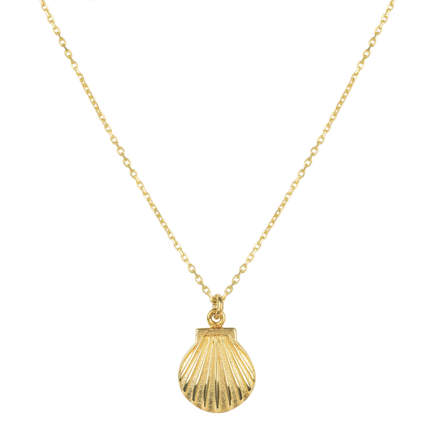 Women’s Cast Scallop Shell Shaped Mini Sterling Silver Necklace In Gold Plating Latelita