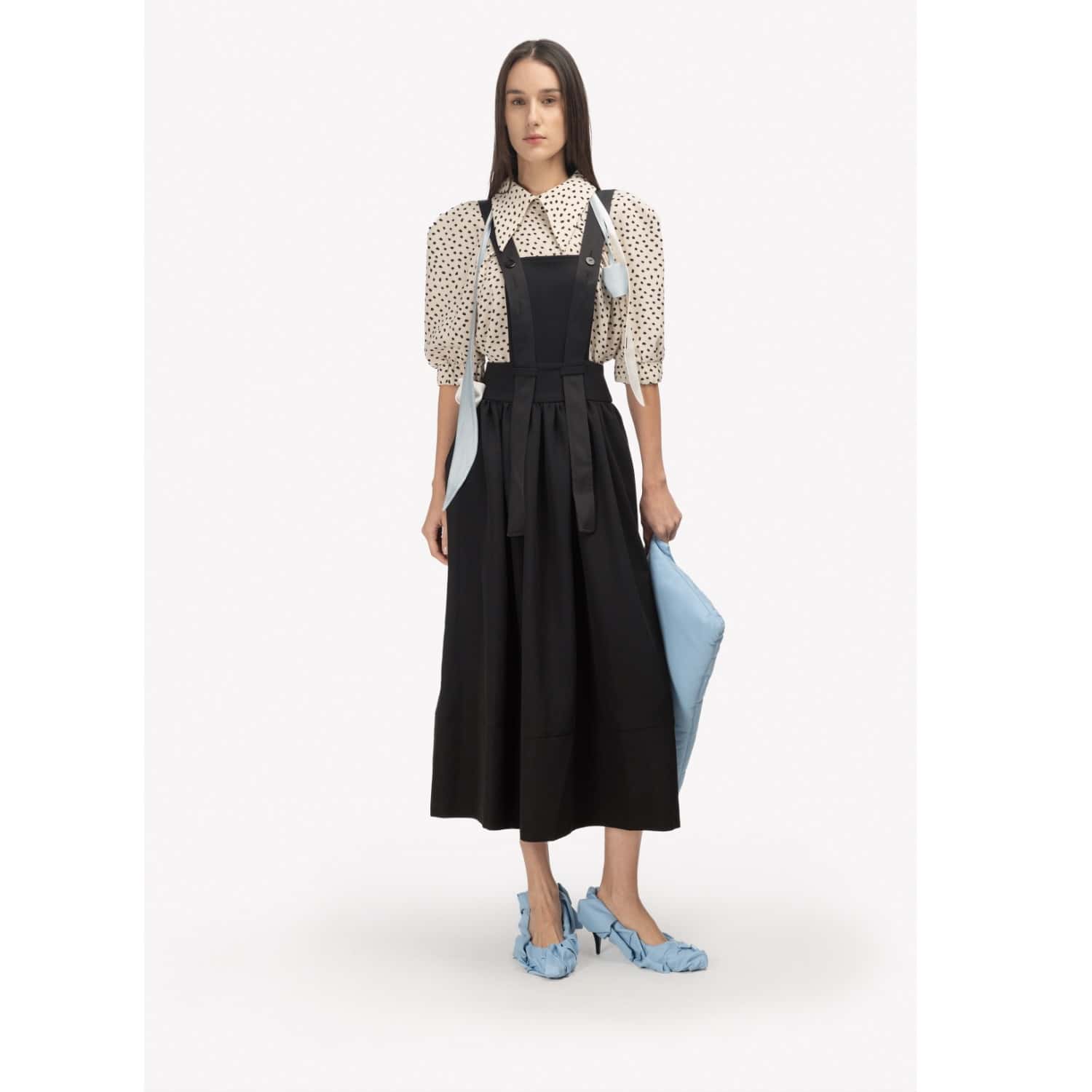 Y's WOOL GABARDINE ASYMME APRON DRESS 黒1 Y's WOOL GABARDINE ASYMME APRON DRESS 黒1 Y's by Yohji Yamamoto