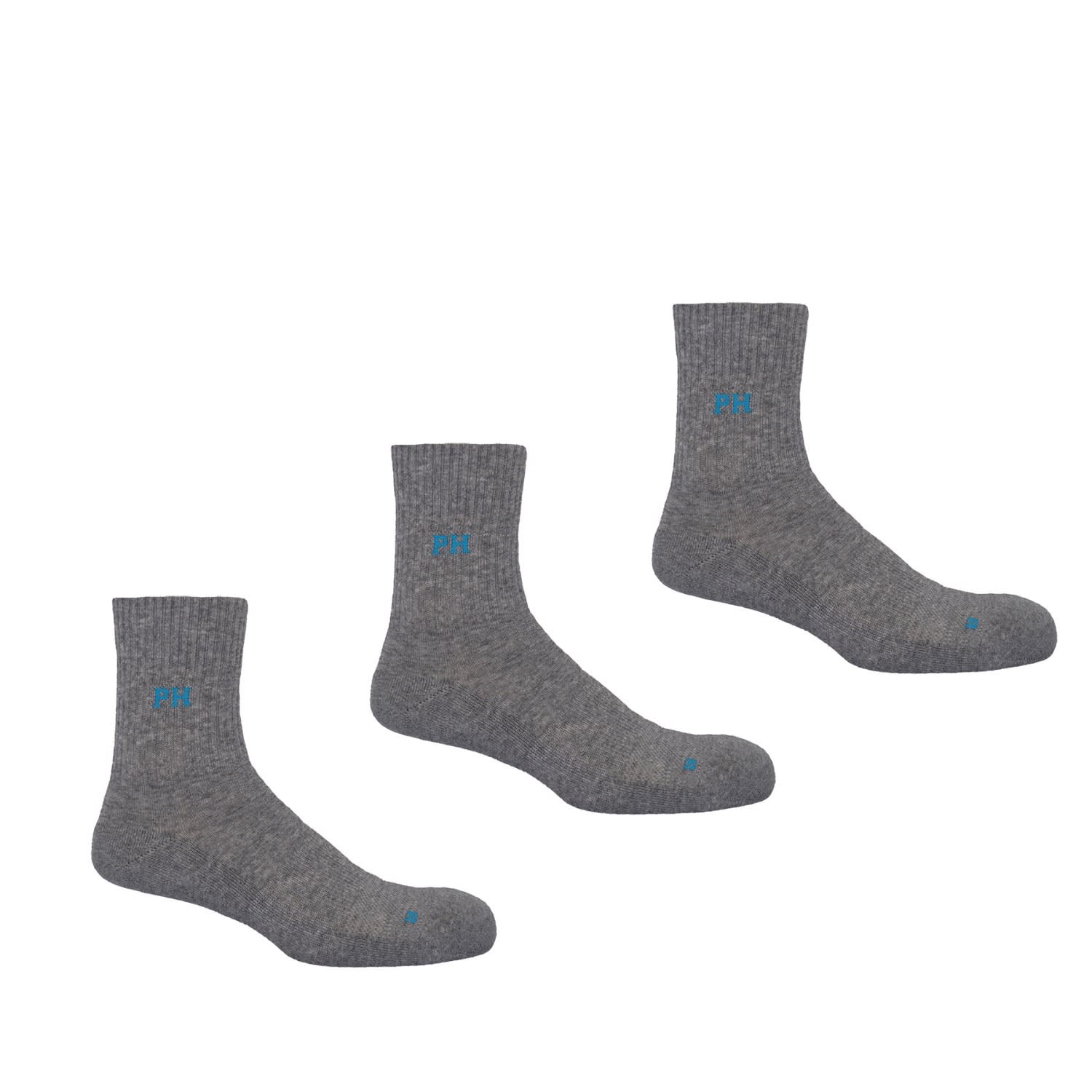 Peper Harow - Made In England Three Pack Quarter Recycled Men's Sport Socks – Grey