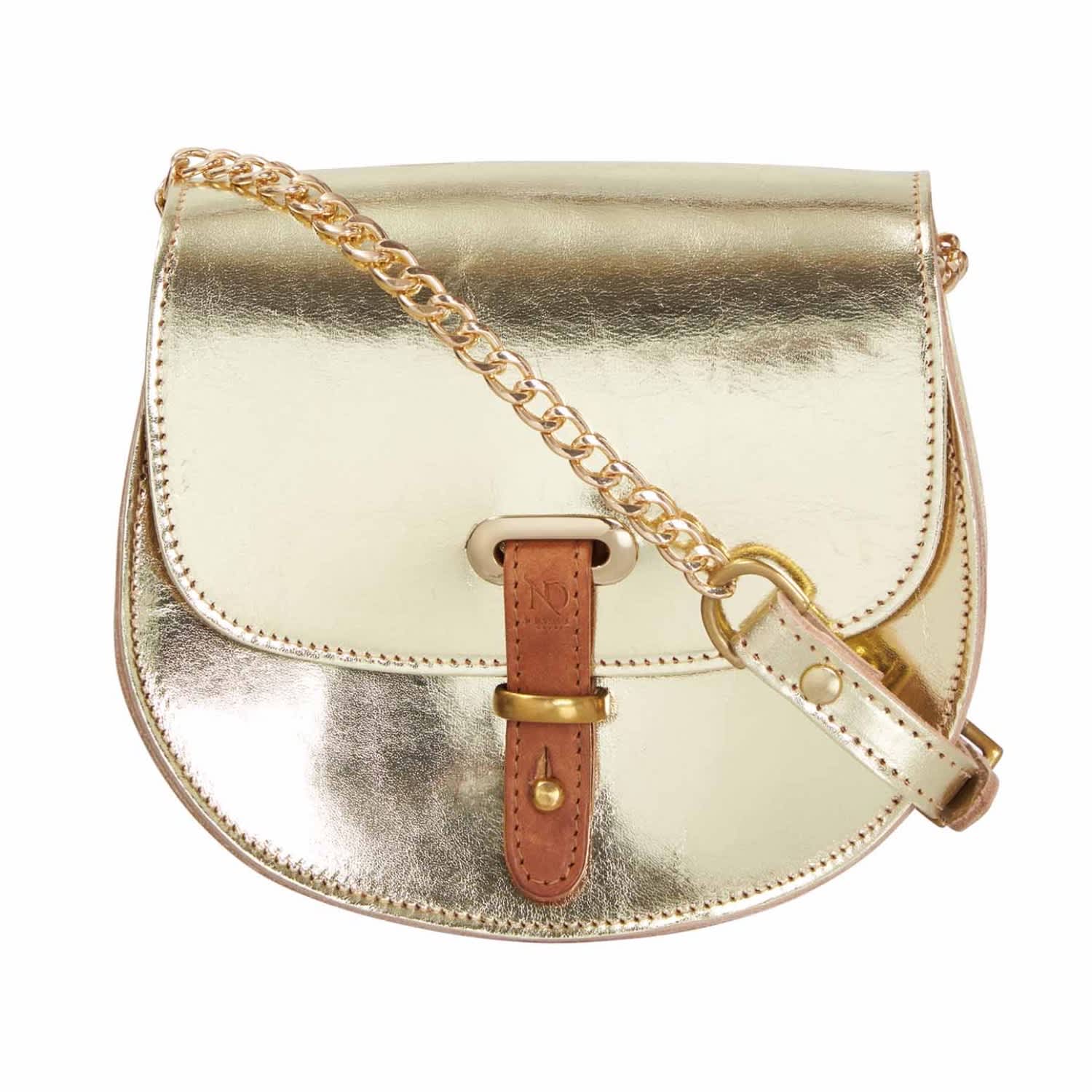gold leather crossbody bag