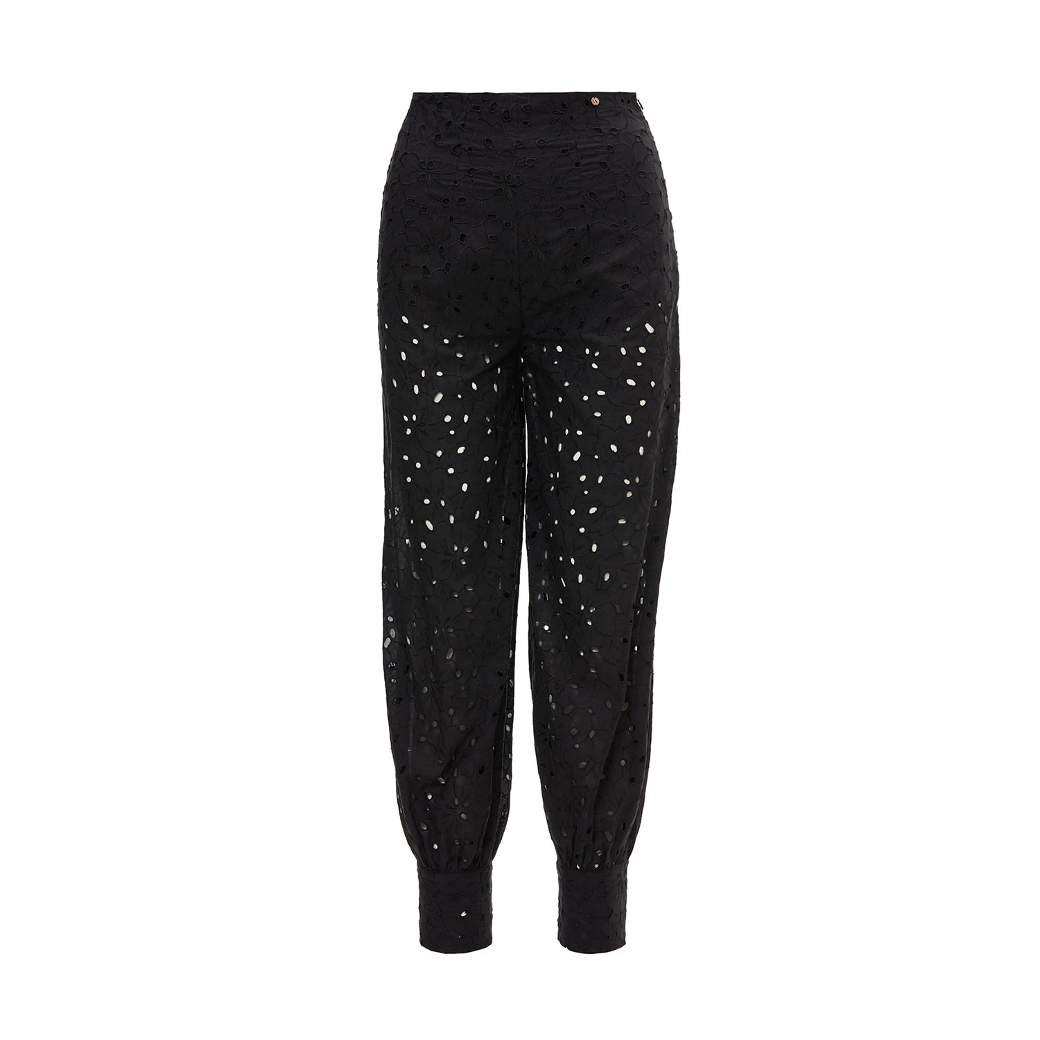 Nissa Women's Embroidered Cotton Pants Black In Black