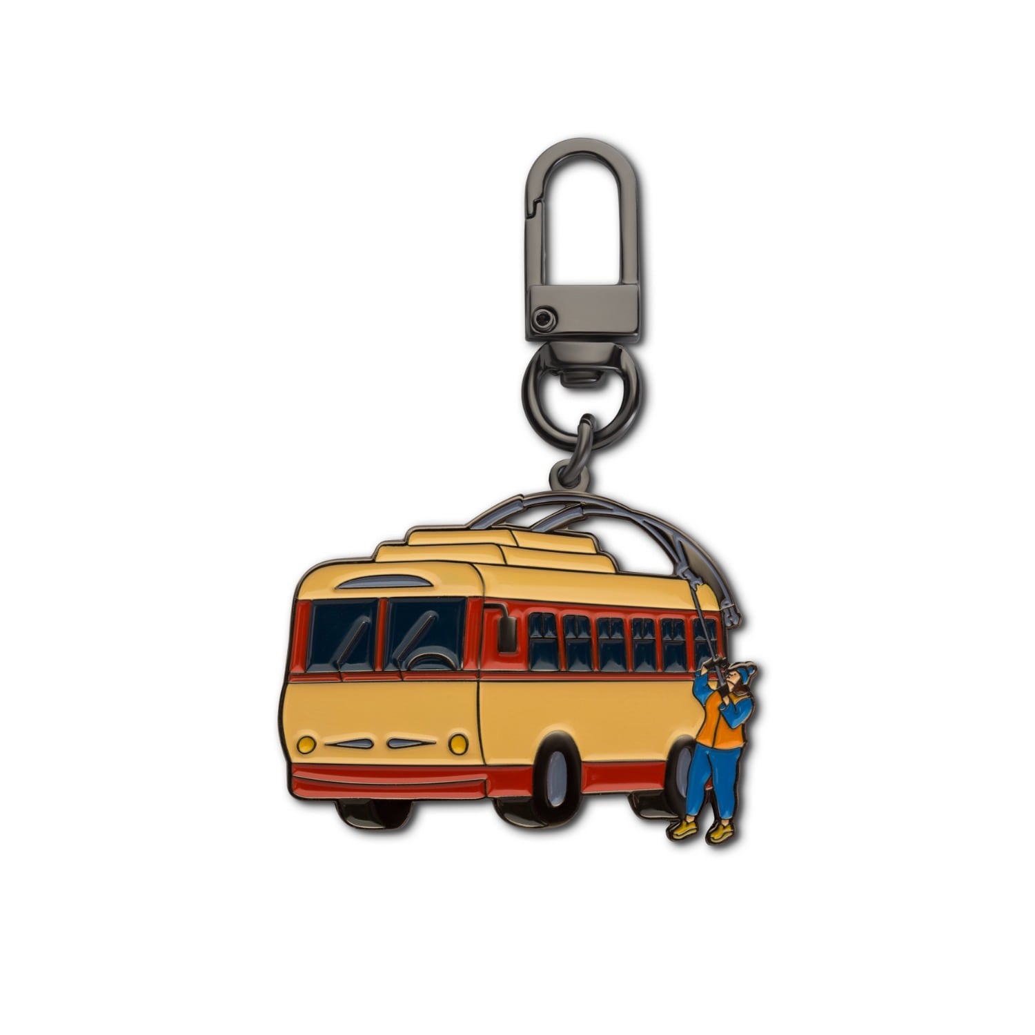 Make Heads Turn Women's Enamel Carabiner Keychain Trolleybus