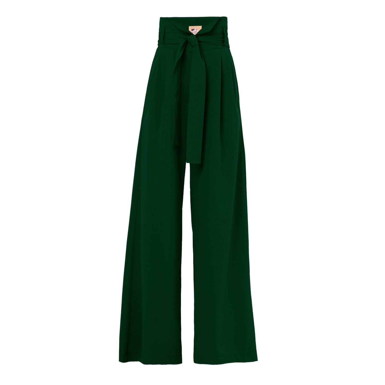 Julia Allert Women's High Waist Long Wide Leg Trousers – Dark Green
