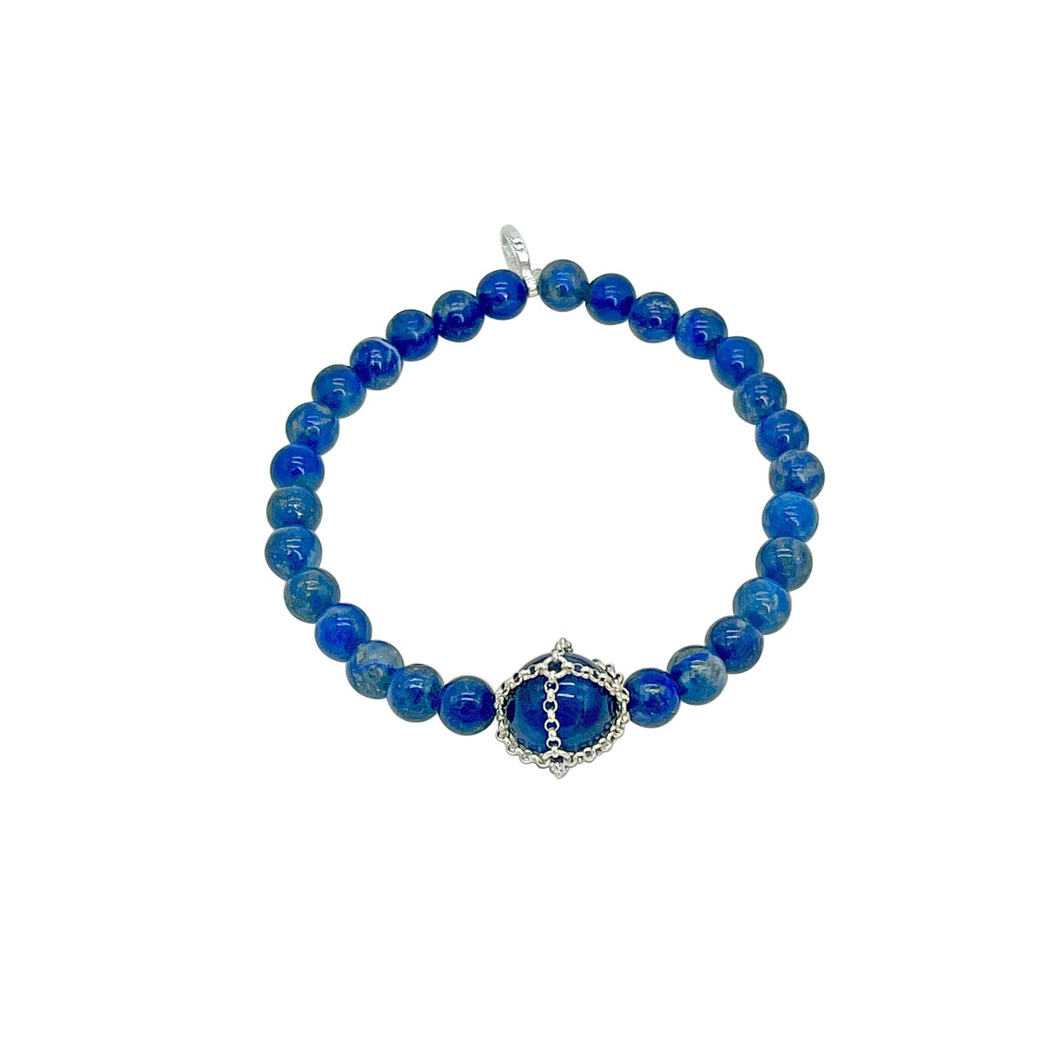 Mhart Women's Blue Stretch Lapis + Tigers Eye Bracelet