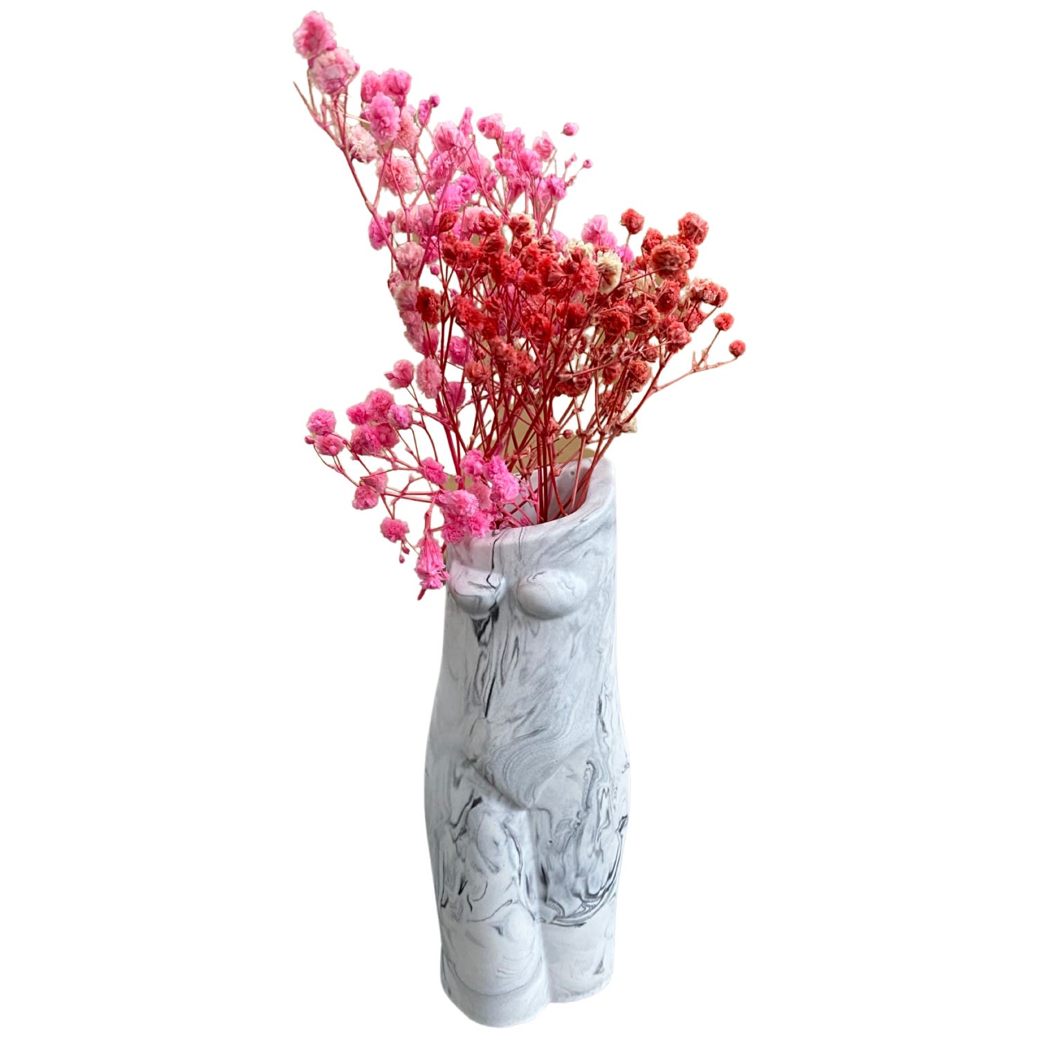 By Shax Lady Vase - White Marbled In White