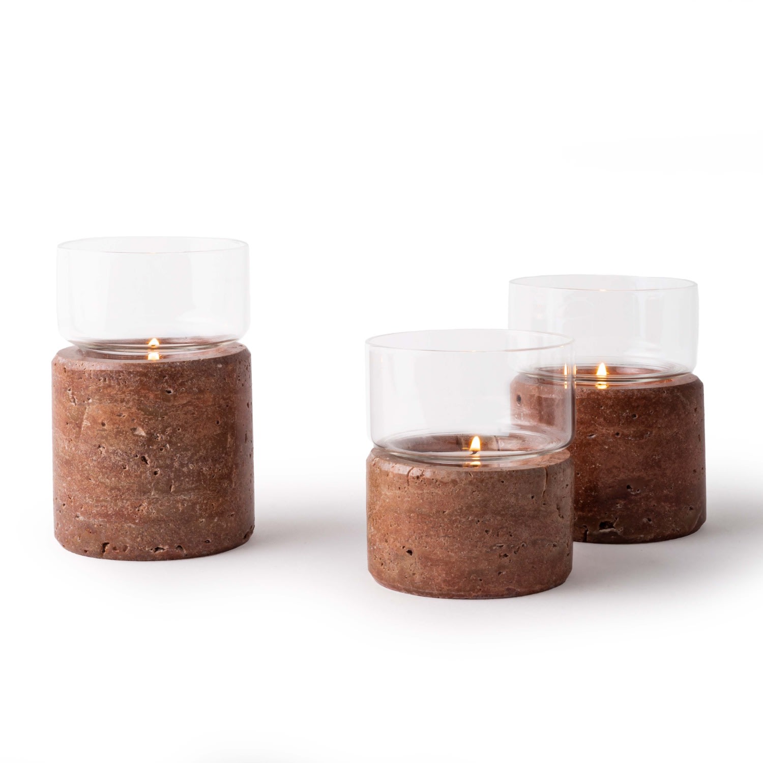 And Jacob Santuario Candle Holder Set - Red Marble In Brown