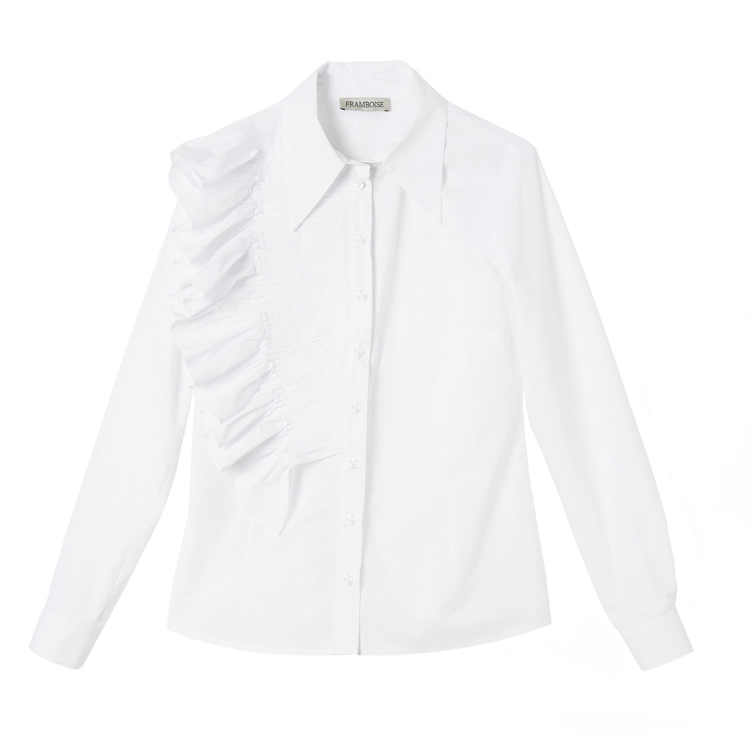 Framboise Women's Lotus White Cotton Shirt In White