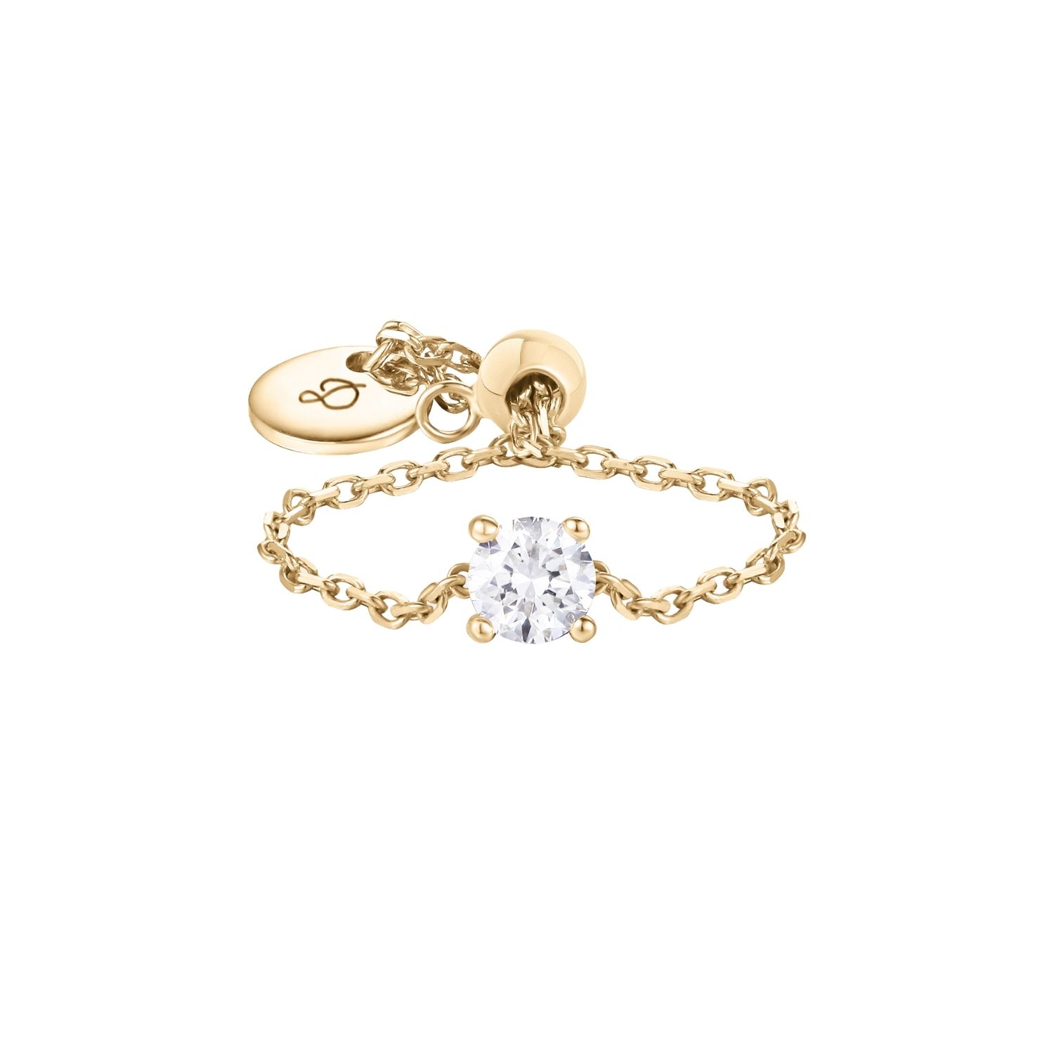 Dyamka Women's Diamond Chain Ring Yellow Gold In Gold