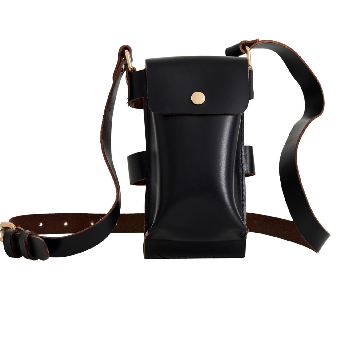 Vida Vida Women's Leather Water Bottle And Phone Holder Black