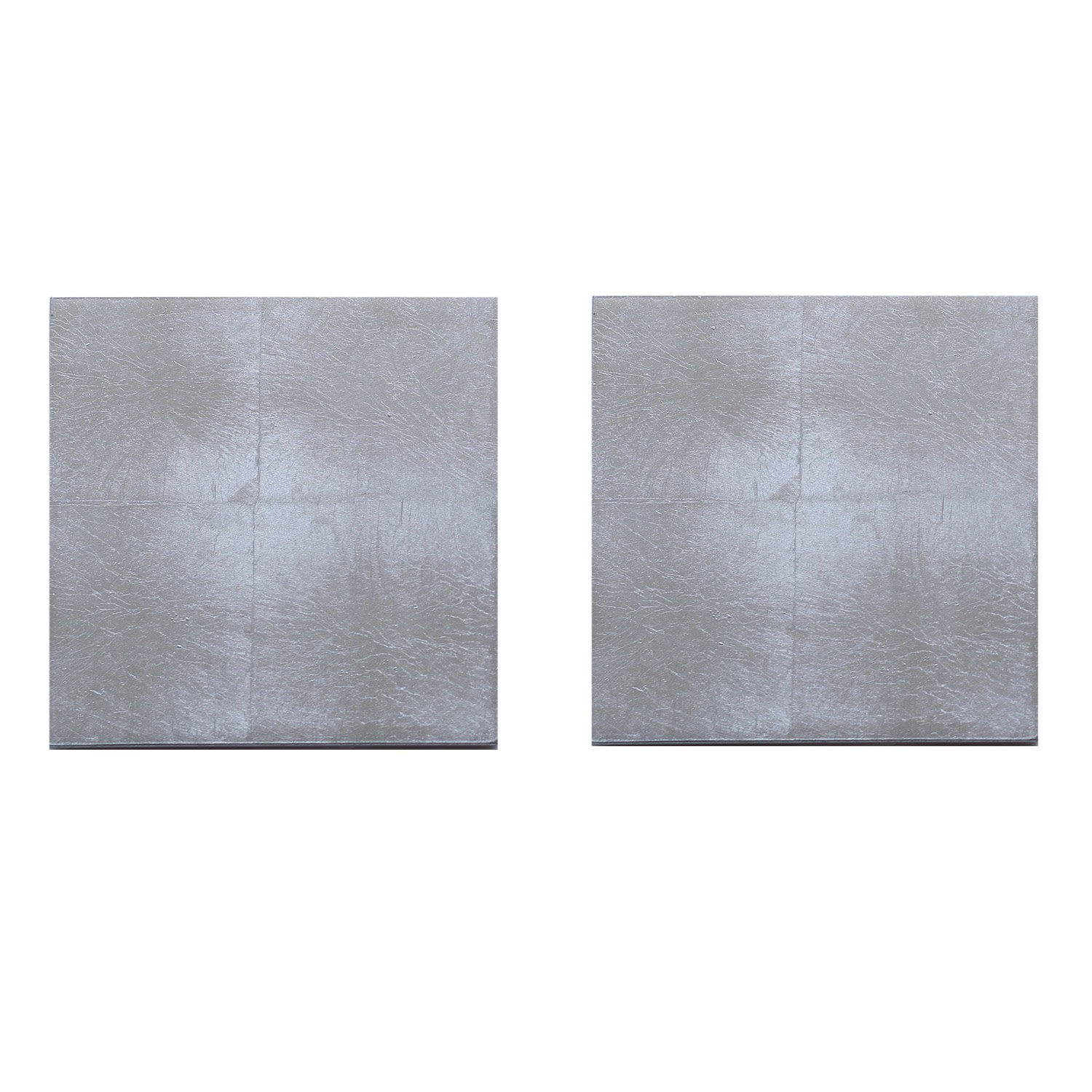 Posh Trading Company Set Of Two Silver Leaf Coasters - Chic Matte Silver In Gray
