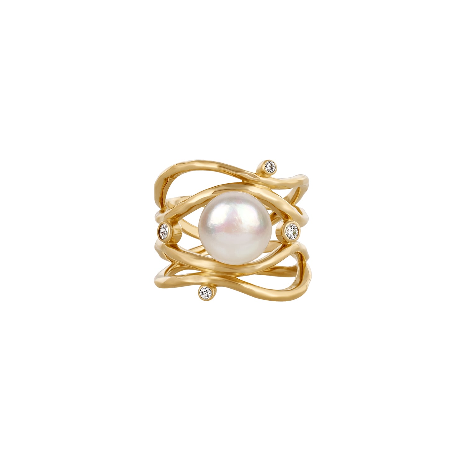 Karma And Luck Women's Gold / White Mystic Beauty Pearl Ring