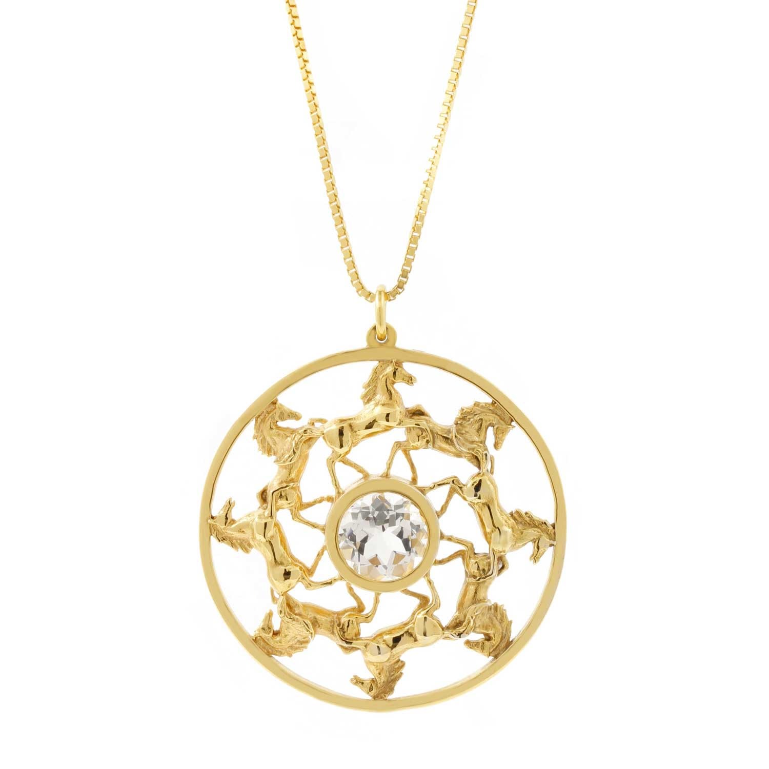 Lee Renee Women's Wild Horses Topaz Medallion Necklace - Gold In Gold