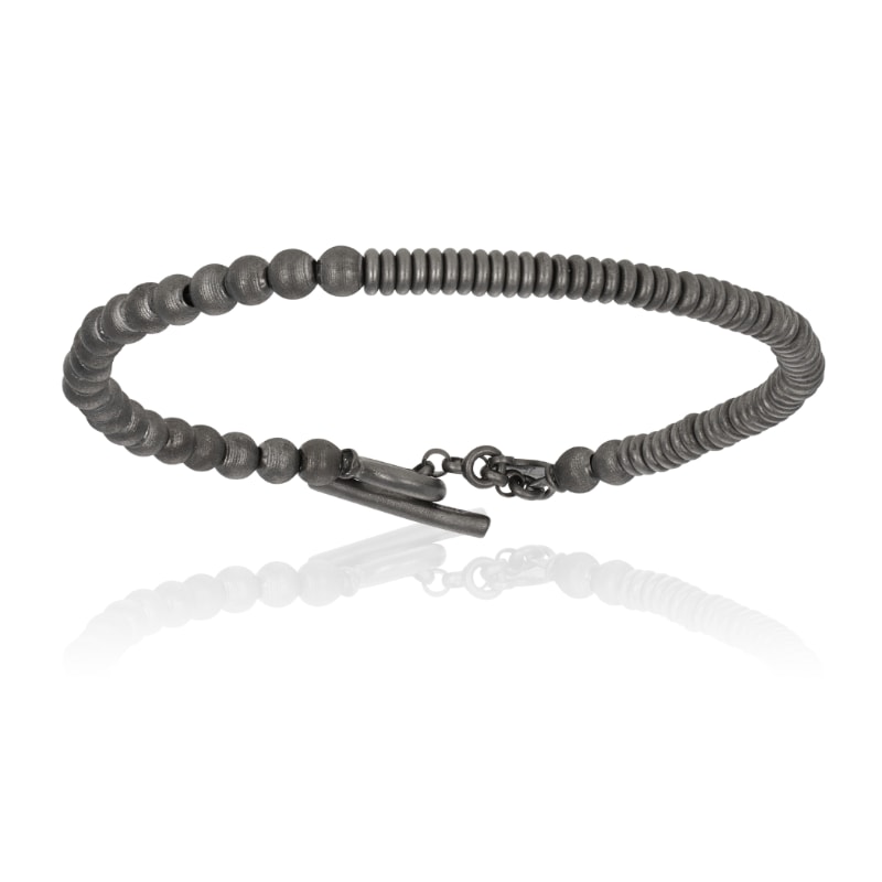 Men’s Black Pvd Flat-Round Bracelet Unisex Double Bone Bracelets