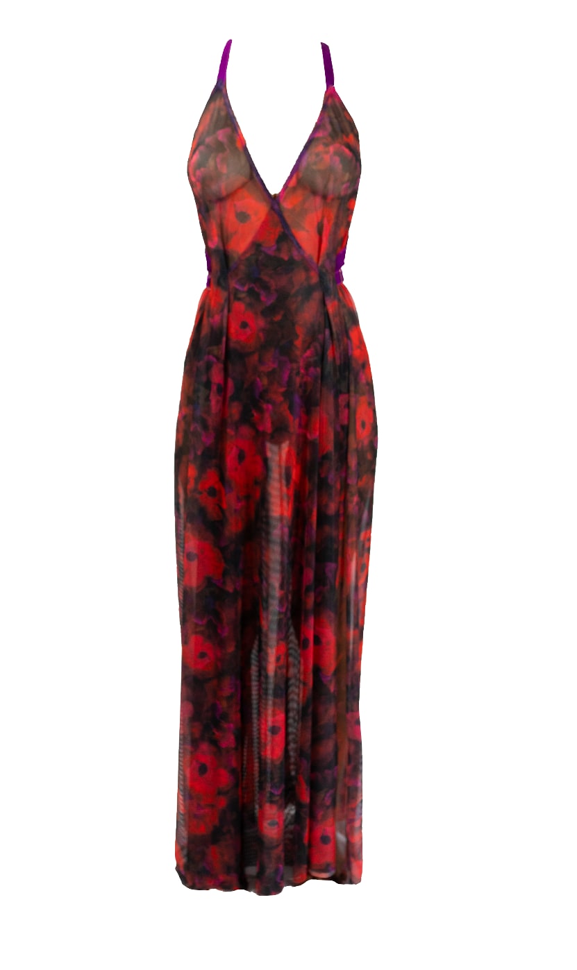 Carol Coelho Women's The Poppy Printed Tulle Gown In Black